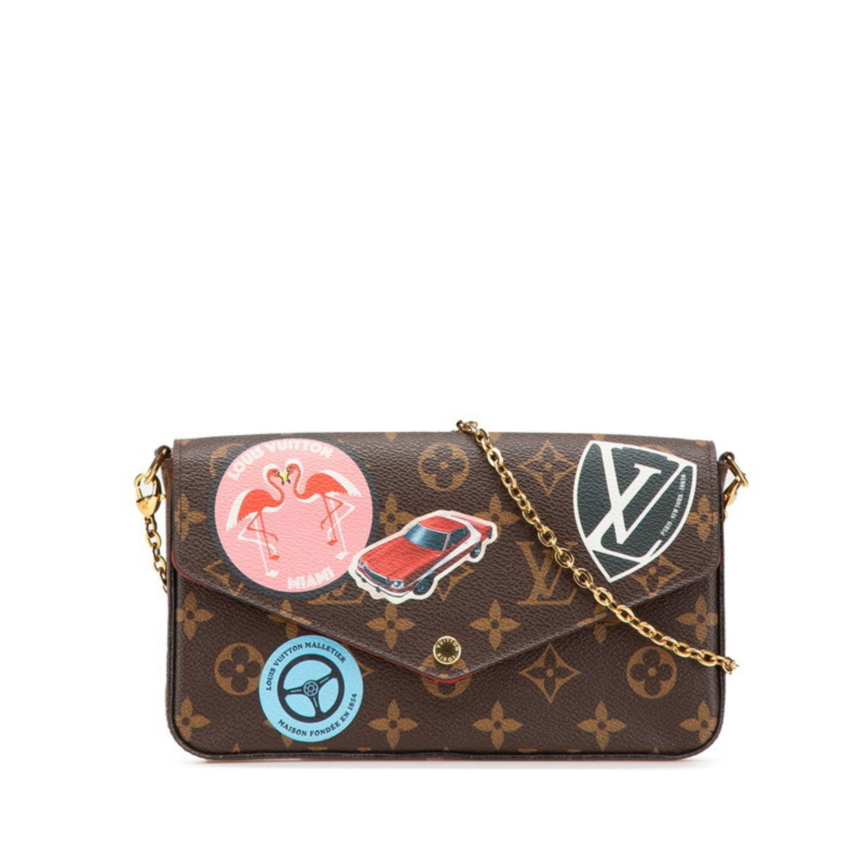 Louis Vuitton Monogram Pochette Felice Nicolas Ghesquière World Tour Collection Chain Shoulder Bag Brown Multicolor