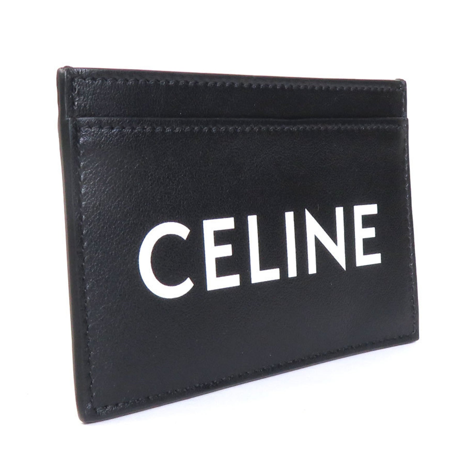 Celine Card Case Pass Leather Black x White Unisex