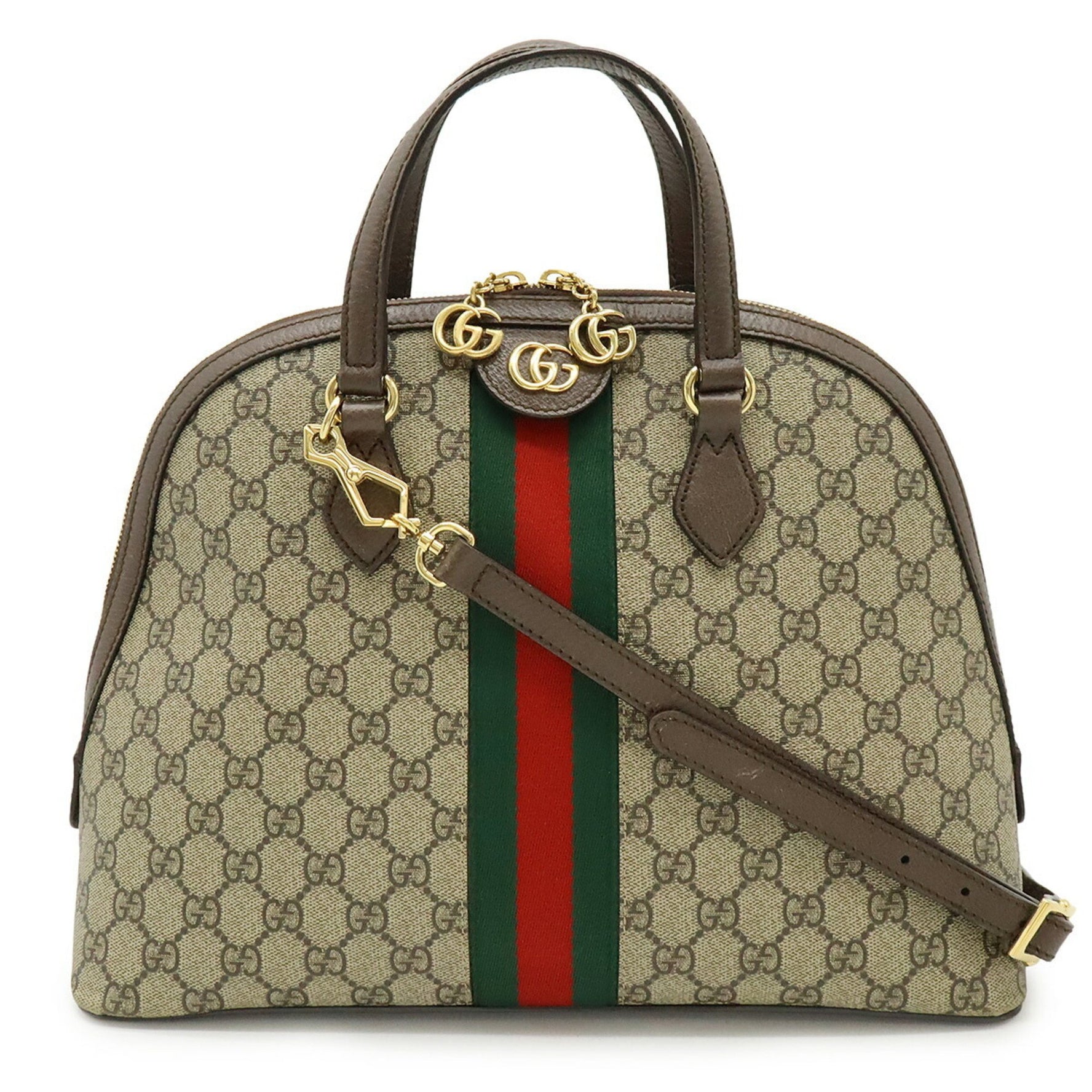 GUCCI Ophidia GG Supreme Medium Handbag/Shoulder Bag in Beige and Mocha Brown Leather