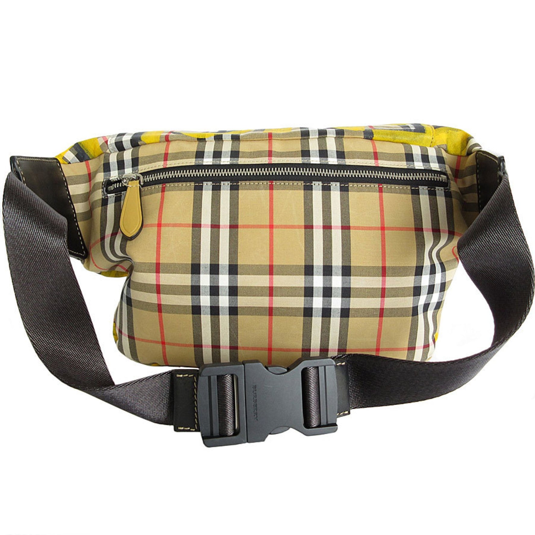 Burberry Body Bag Waist Nova Check Nylon Leather Beige Yellow Men's