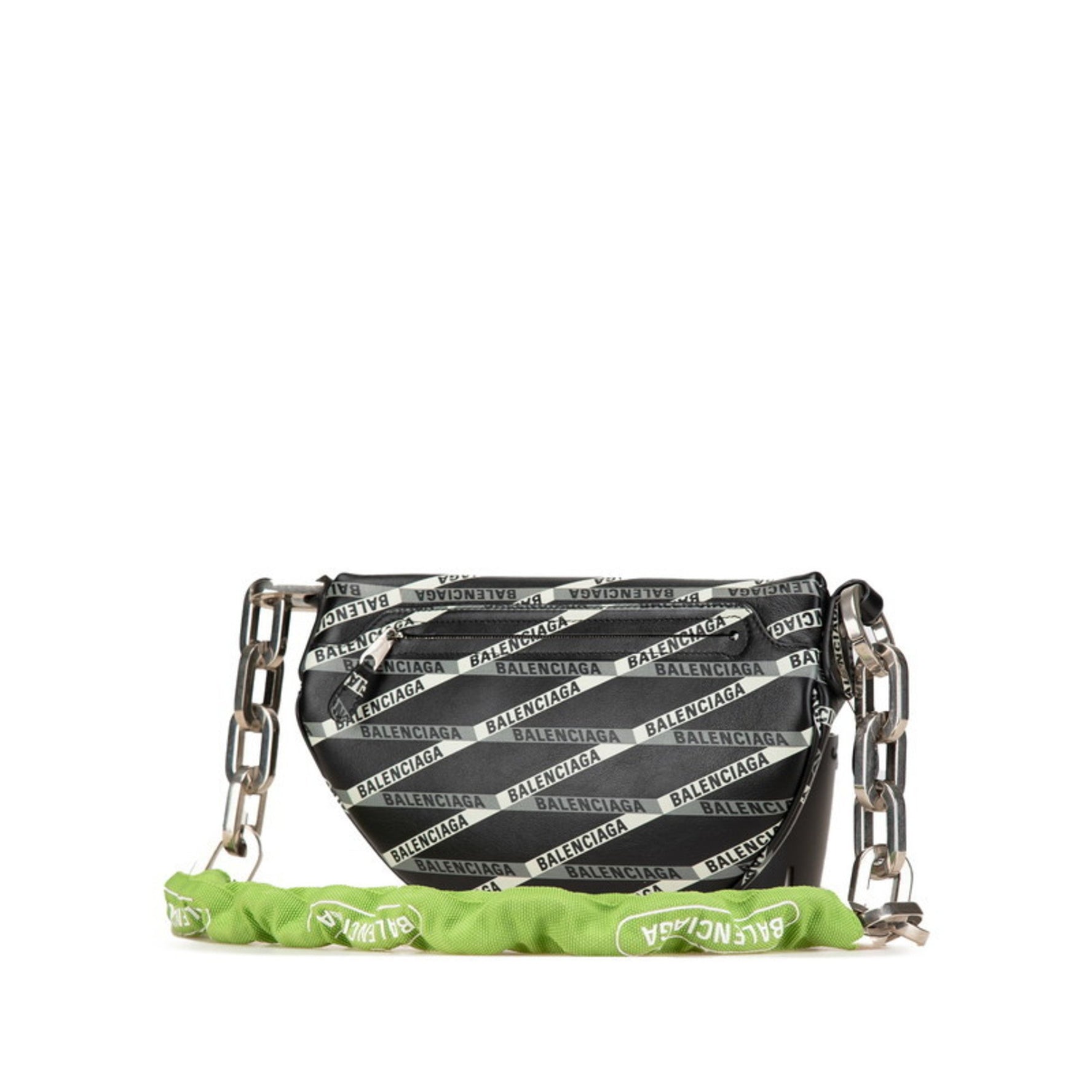 Balenciaga Souvenir Waist Bag Body Black Green Leather