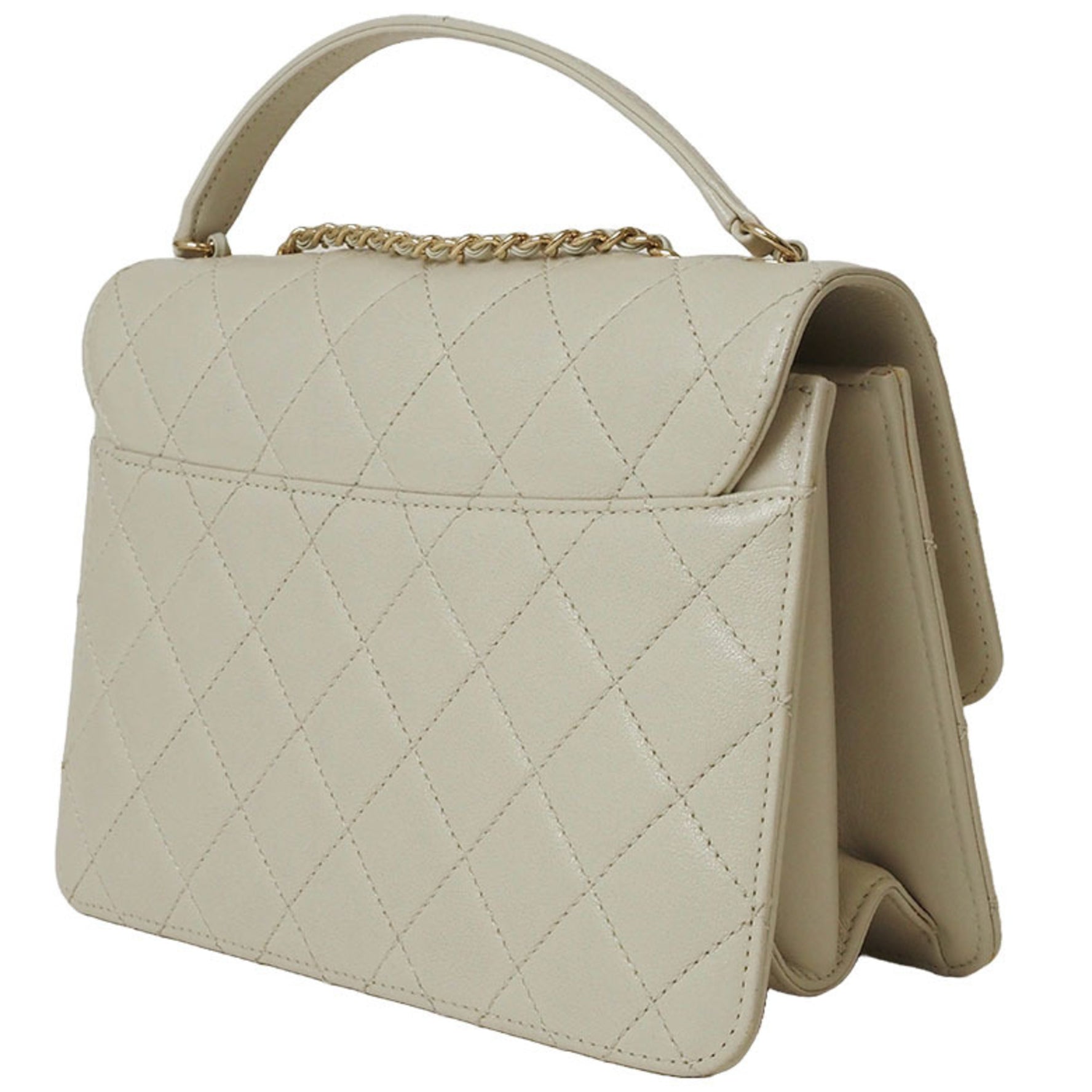 Chanel Beauty Lock Chain Shoulder Bag 24 Light Beige Leather