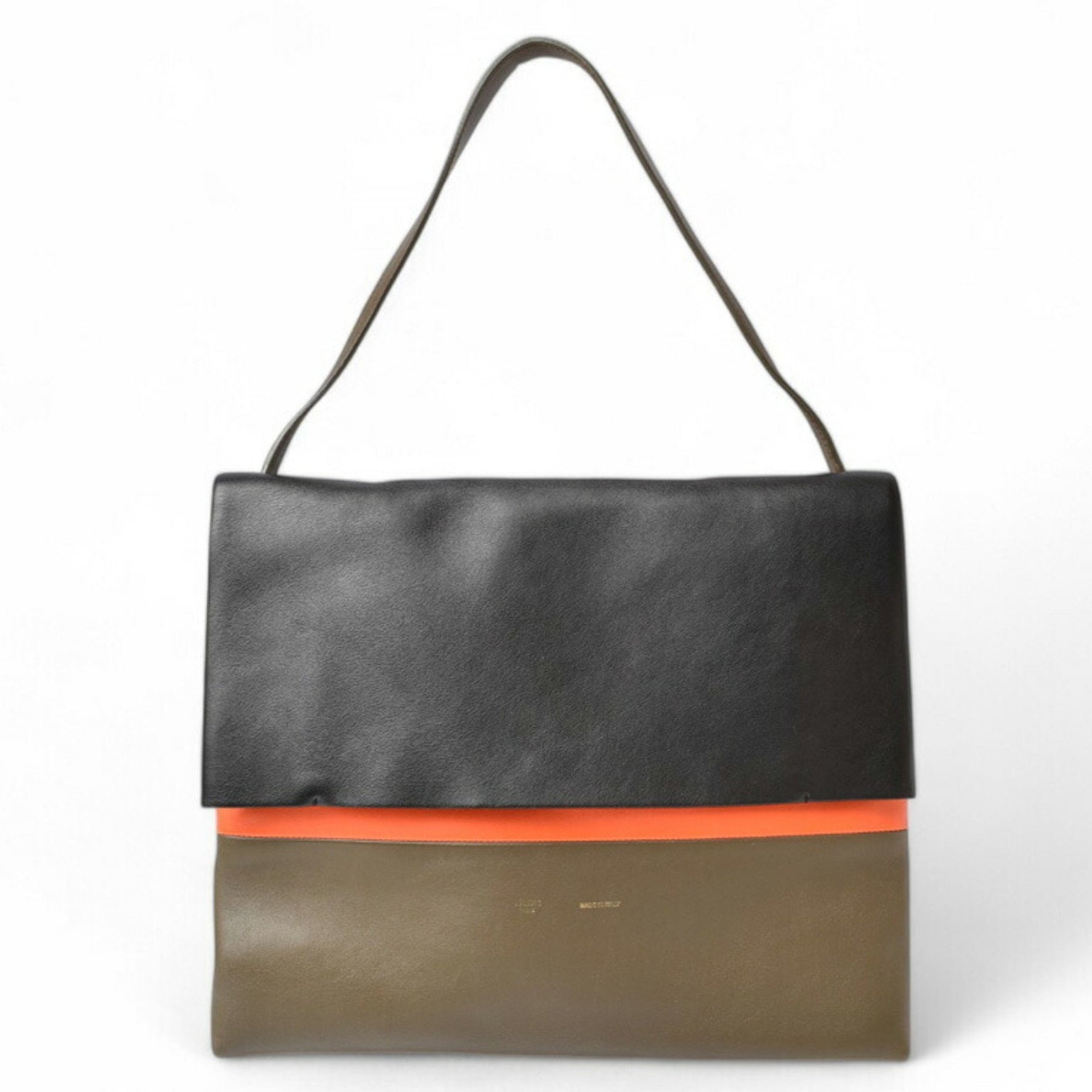 Celine Shoulder Bag Clutch ALL SOFT Black Orange Khaki