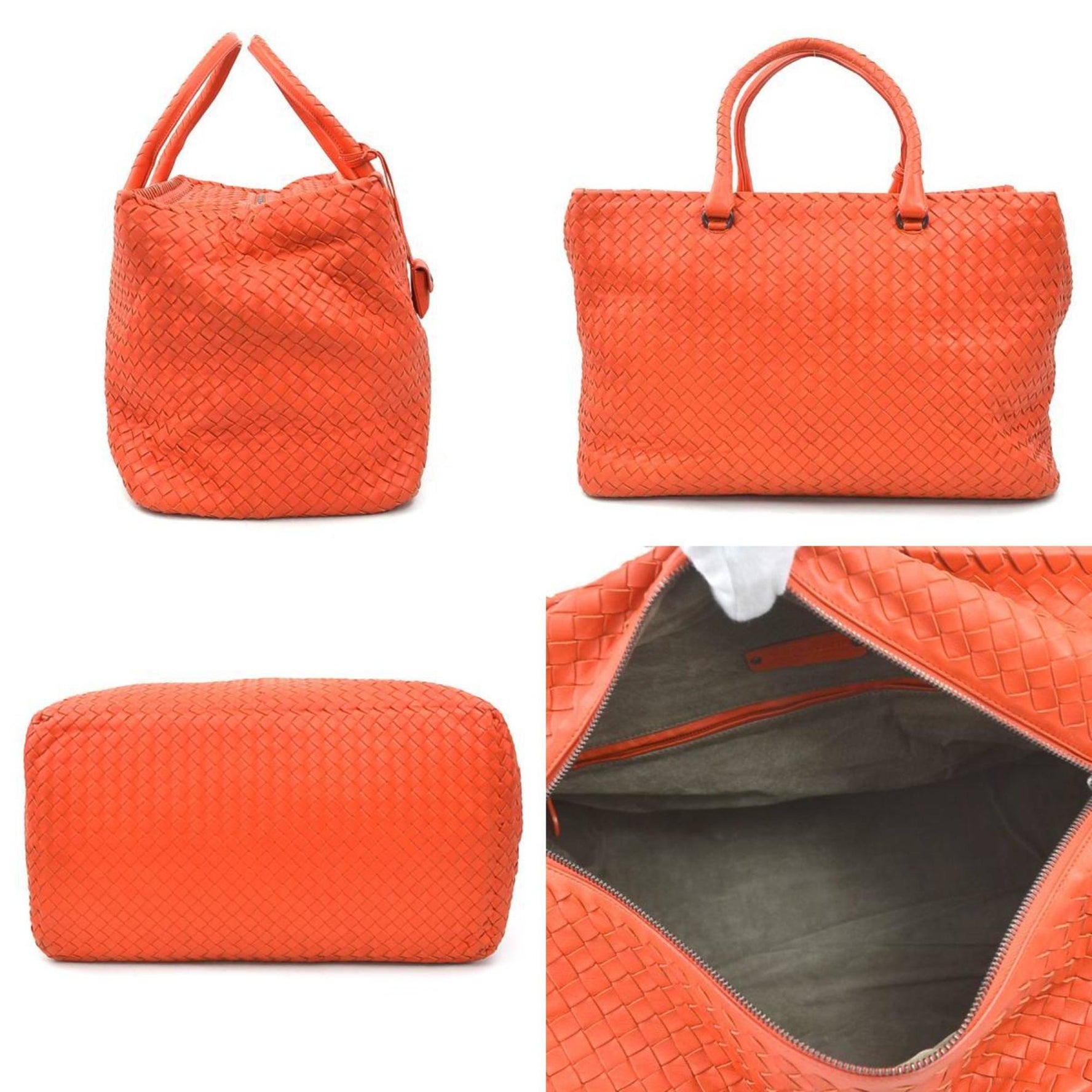 Bottega Veneta handbag in intrecciato leather orange red