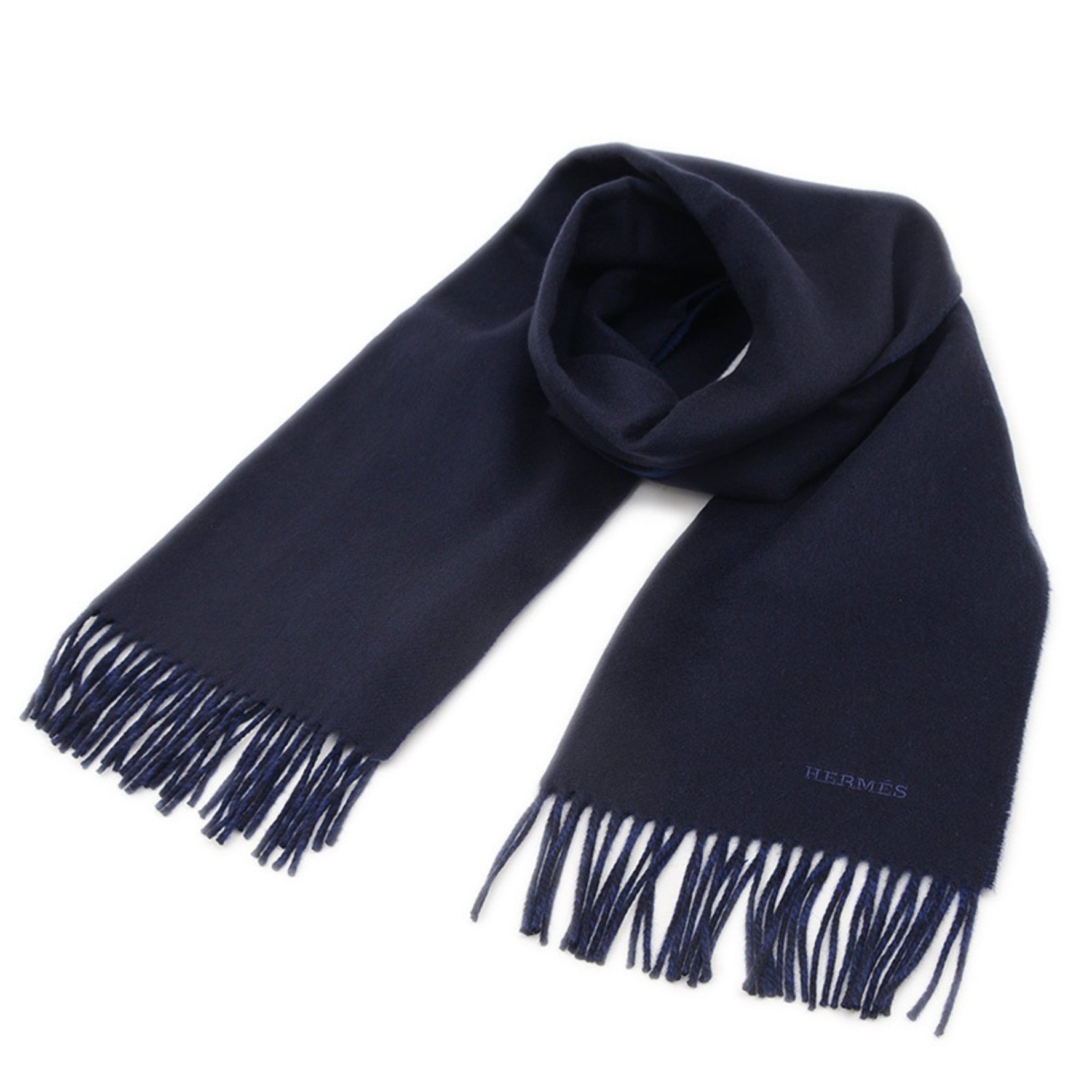 Hermes Hermès Recto Verso Cashmere Marine Blue Turquin Scarf