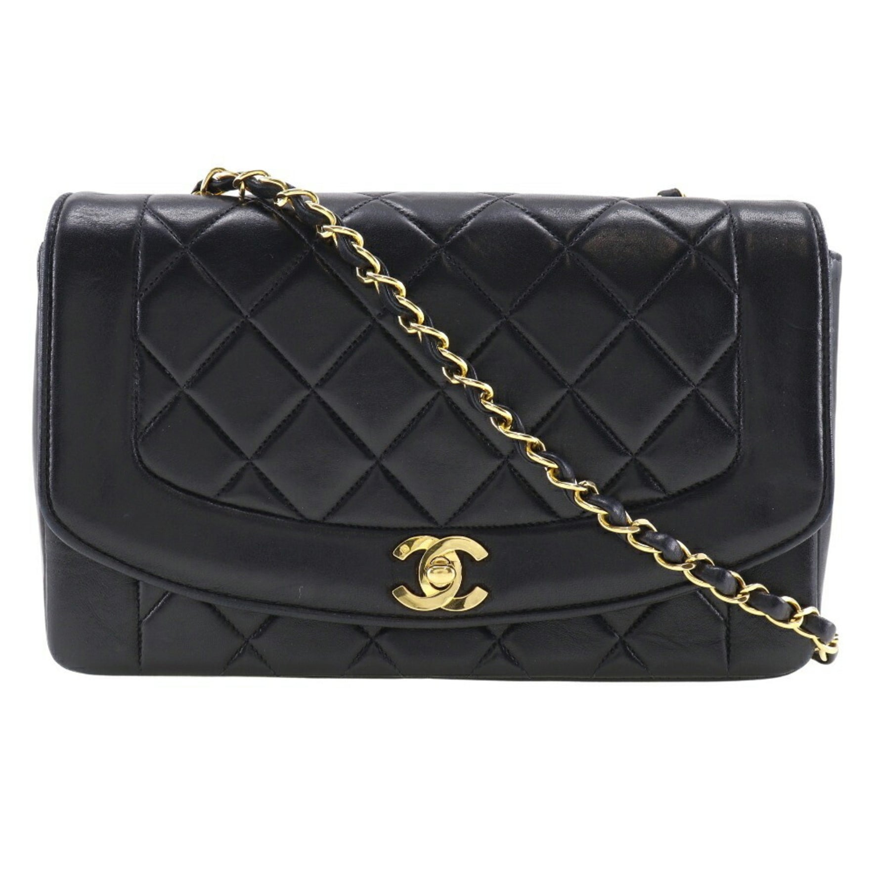 CHANEL Chain Shoulder Bag Lambskin 1993 Turnlock ChainShoulder