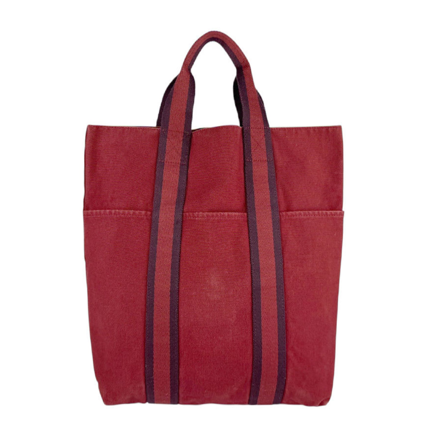 Hermes Hermès handbag tote bag, Foule To Cabas cotton, red-brown