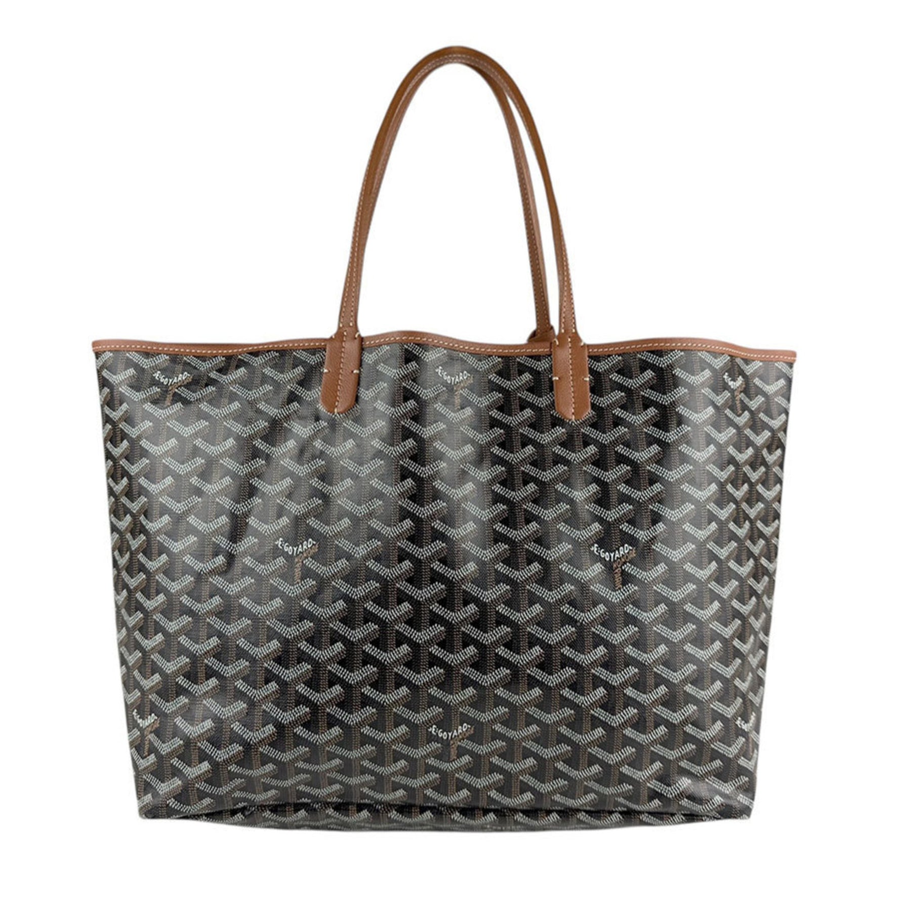 Goyard Saint Louis PM Tote Bag in Brown, Black, and White Leather Women