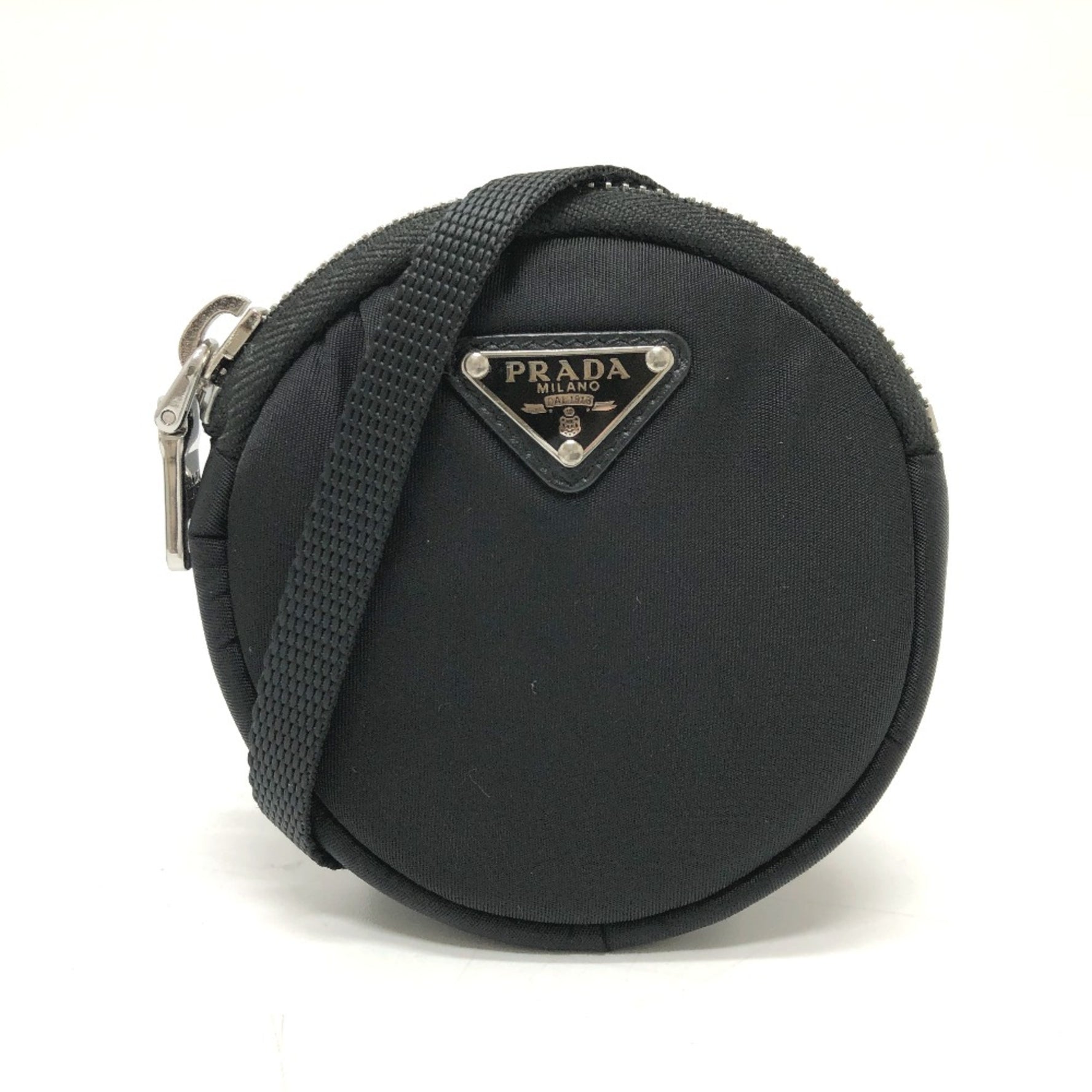 PRADA Triangle logo Bag Pochette Crossbody Shoulder Bag SilverHardware