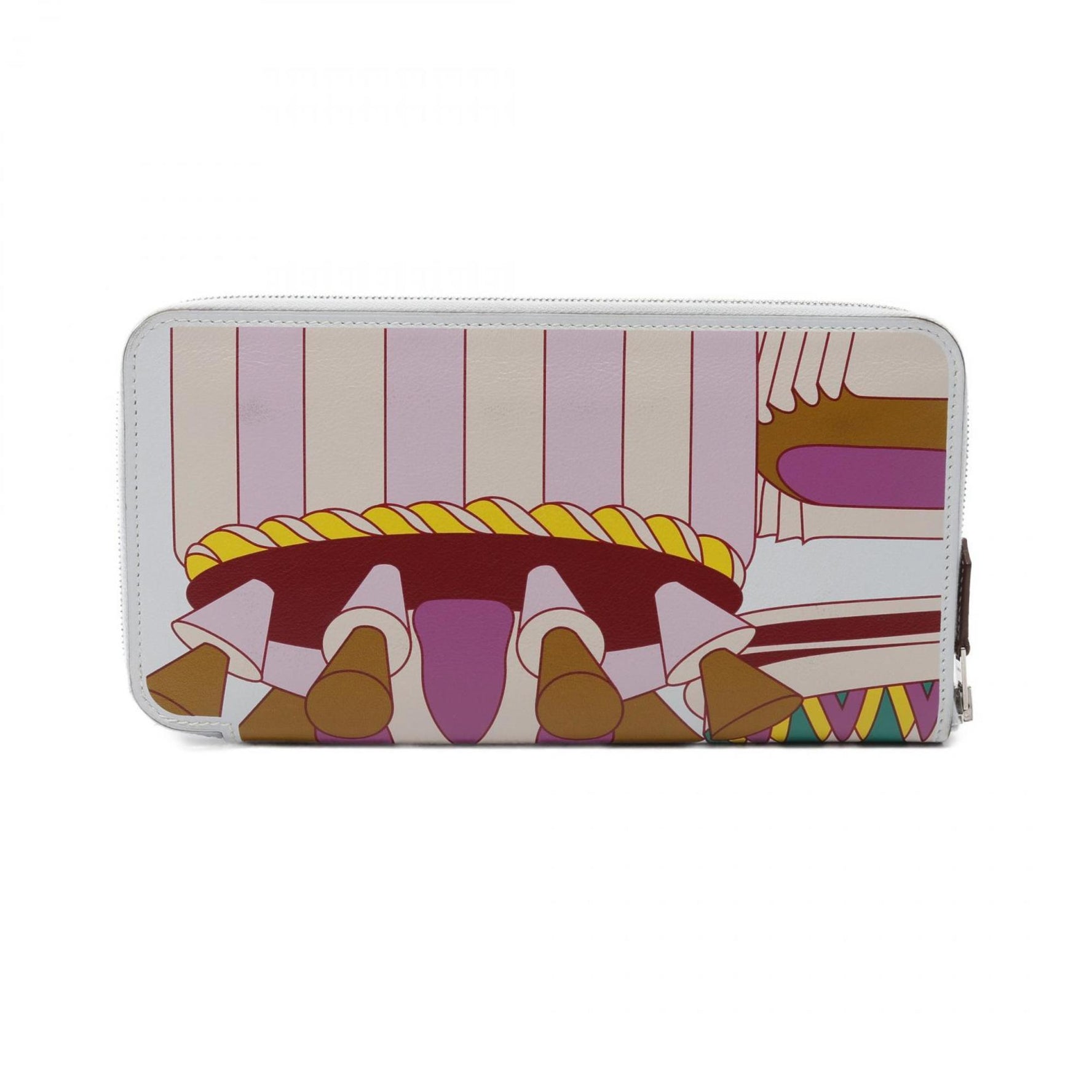 Hermes Azap Long Silk In La Patisserie Francaise Round Wallet Calfskin (Cowhide) Veau Swift Blue Multicolor