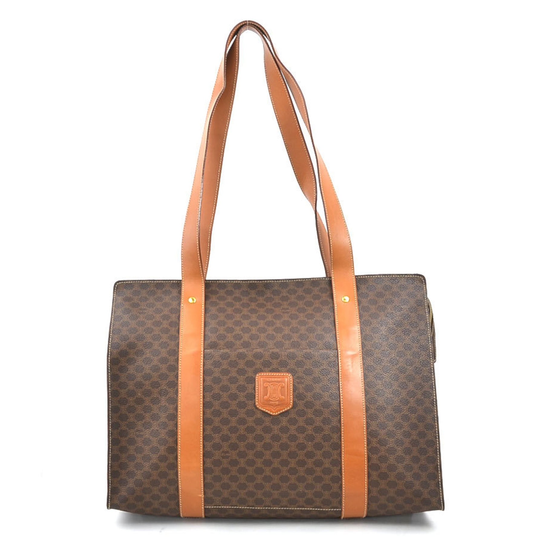 CELINE Shoulder Bag Macadam Leather Gold