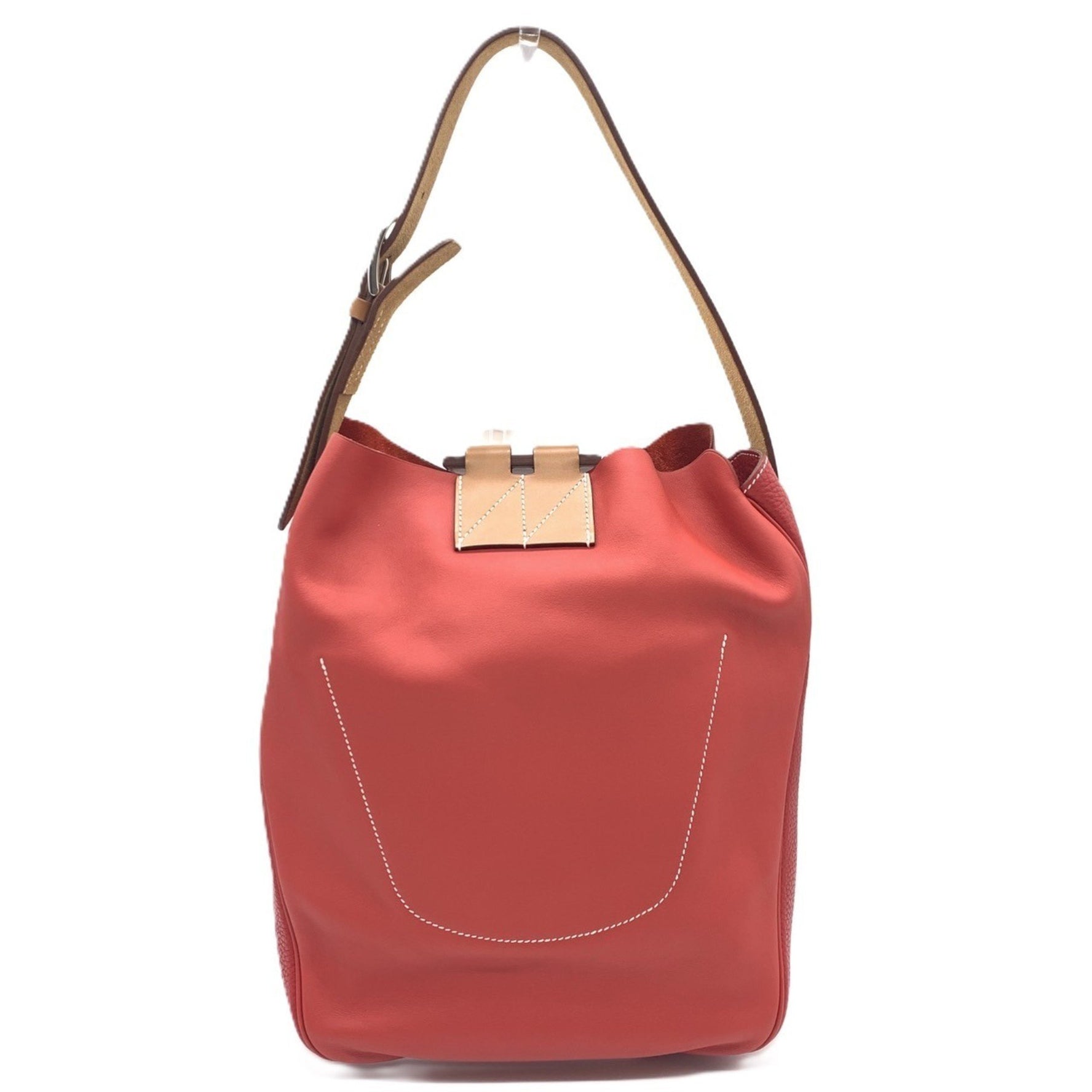 Hermes Villevorte 24 Shoulder Bag □N Stamped Swift Leather x Taurillon Clemence Ladies Red