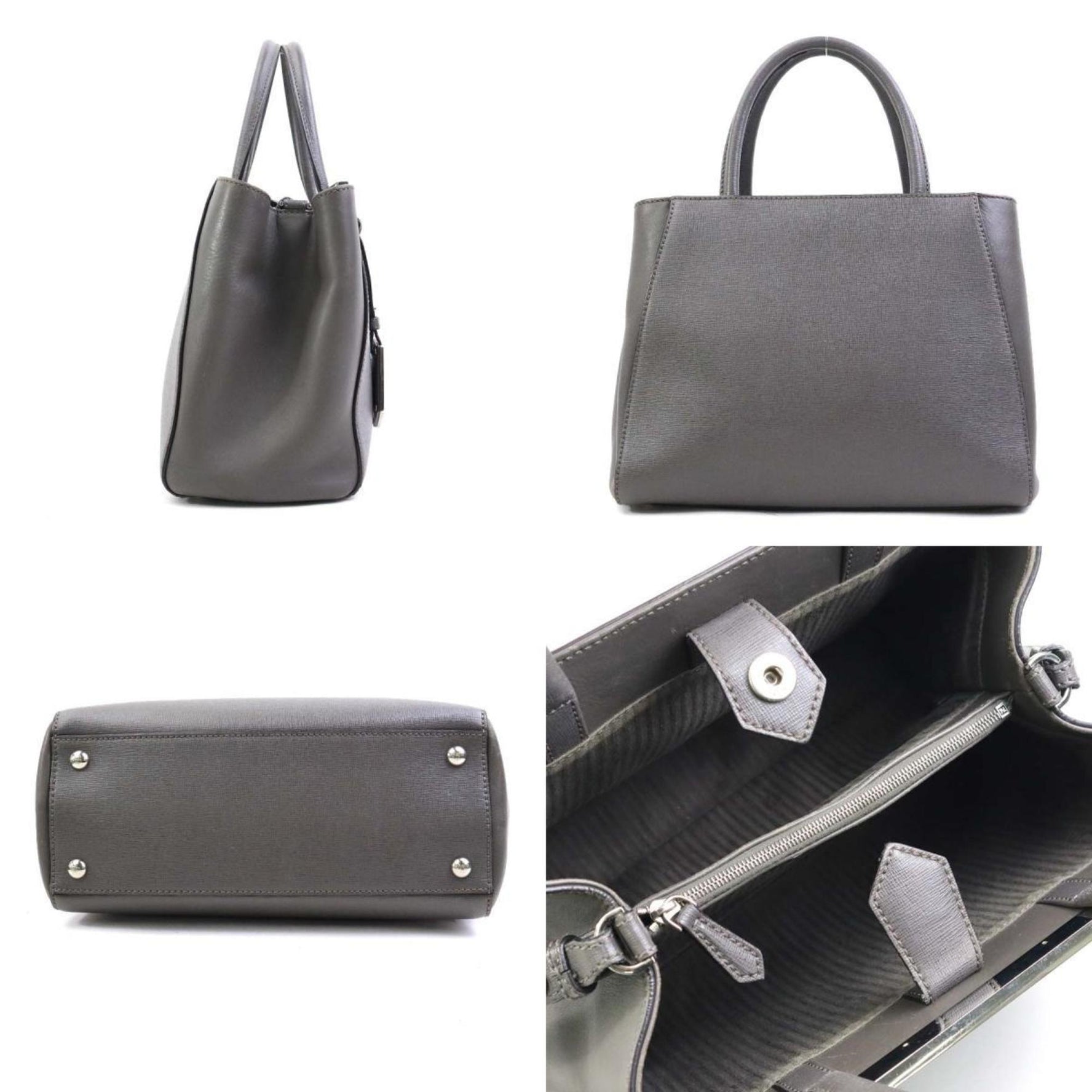 Fendi Toujours Handbag Shoulder Bag in Grey and Silver Leather