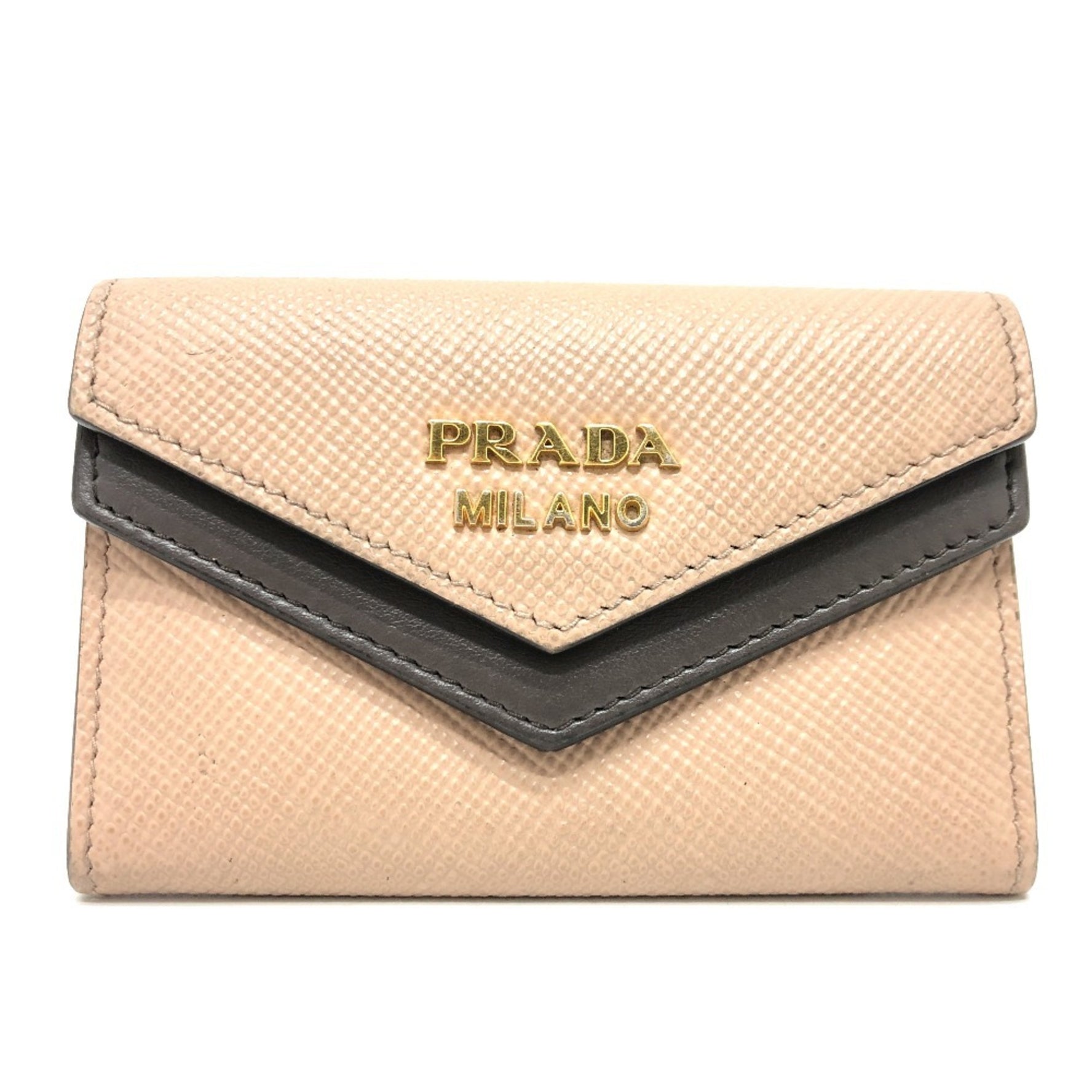 PRADA Business Card Holder Pass Case Holder/Card Leather