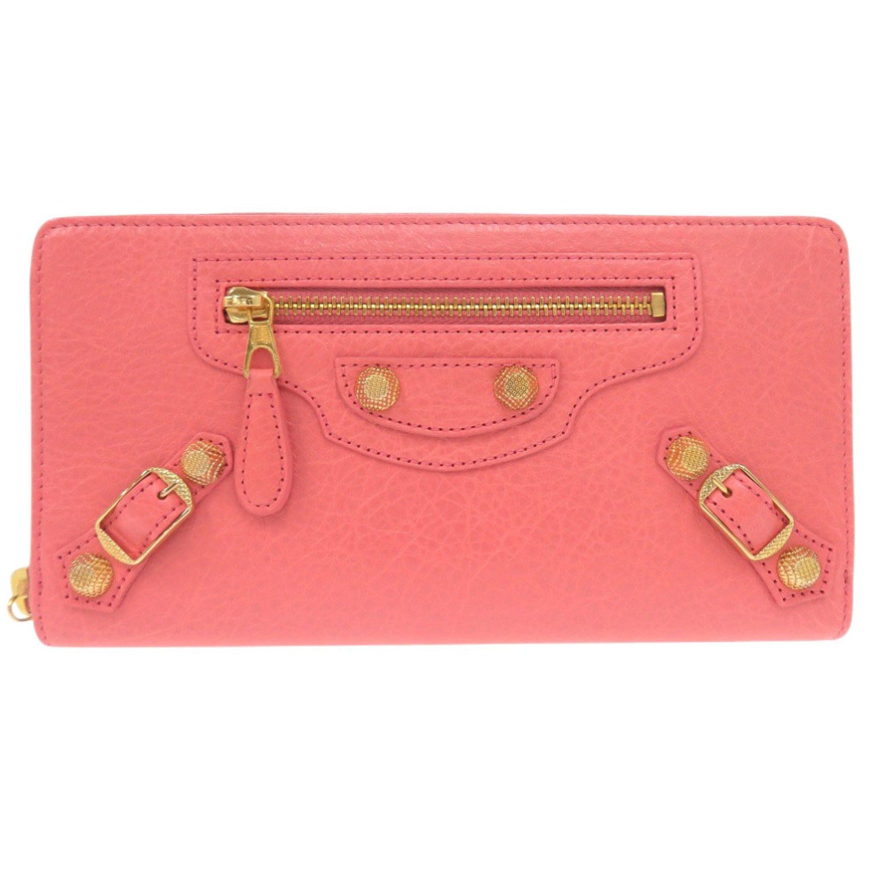 Balenciaga Giant Continental Leather Salmon Pink Long Wallet 0978