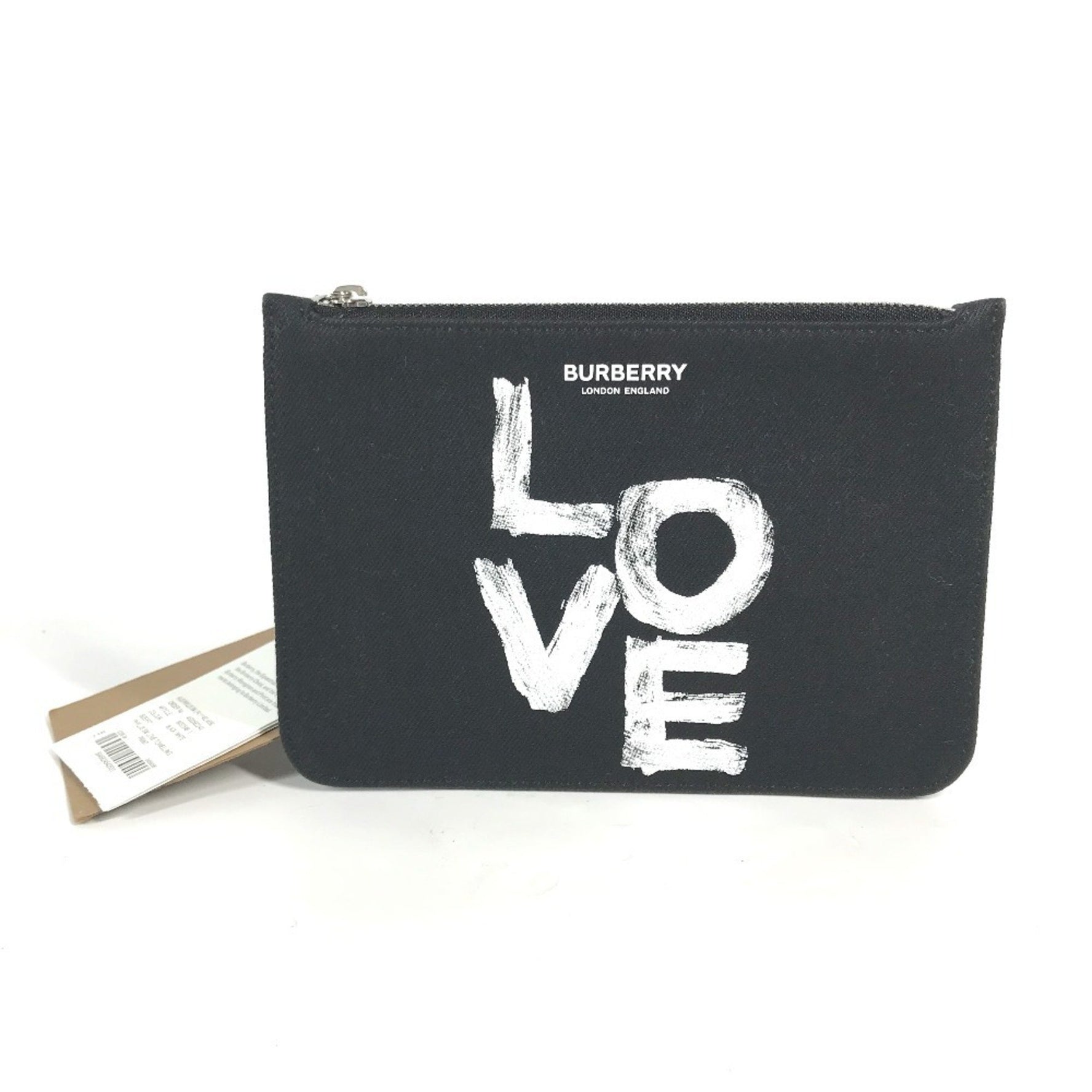 BURBERRY LOVE Wallet/Coin Case Clutch Bag Pouch Canvas Black