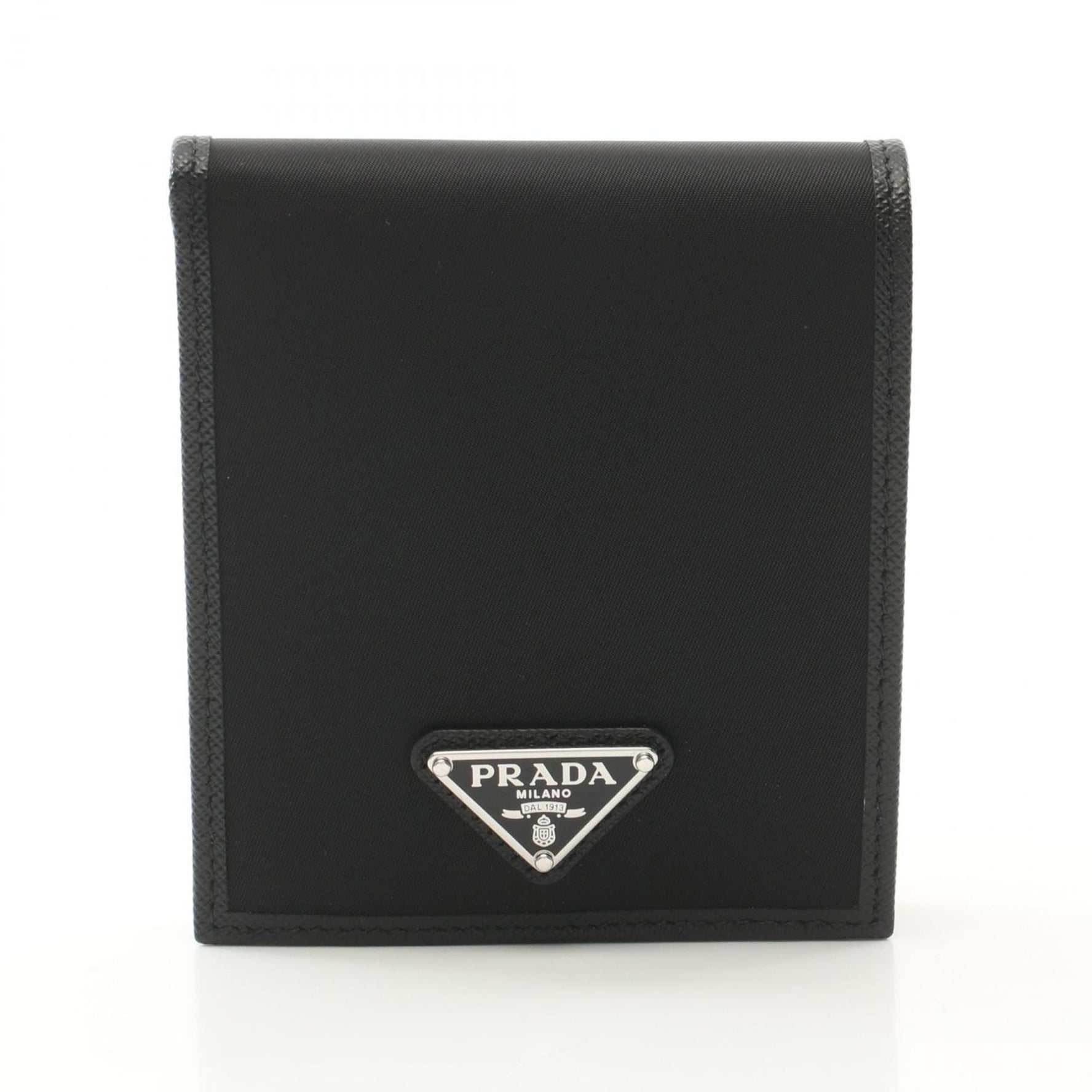 PRADA TESSUTO+SAFFIAN Bi-fold Wallet Nylon Saffiano Leather