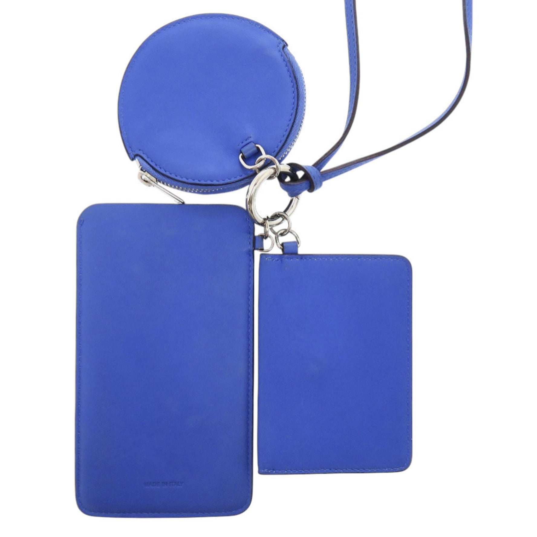 Christian Dior Neck Pouch Leather Blue Card Case 1422