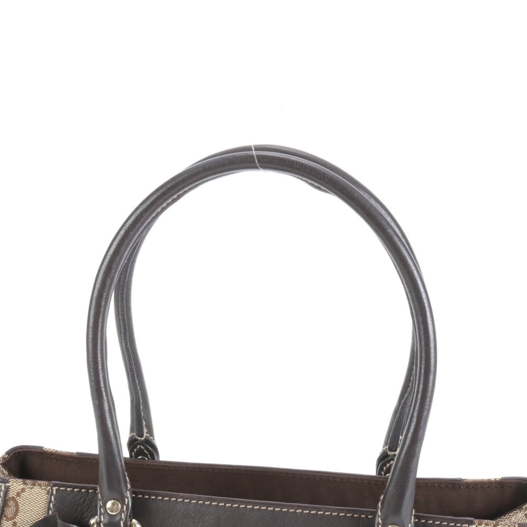 Gucci GG Canvas Interlocking G Flower Leather Tote Bag, Handbag, Brown