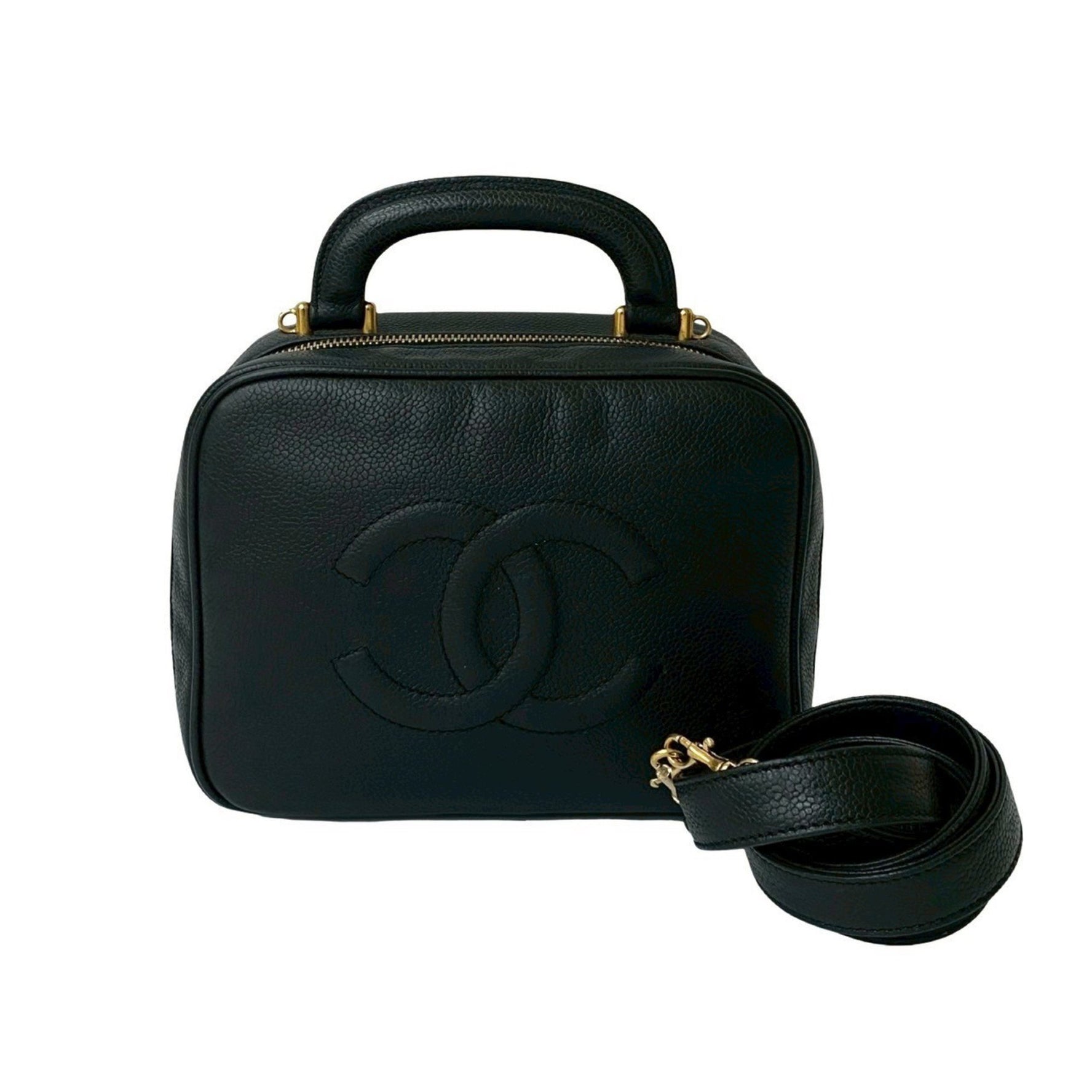 CHANEL Coco Mark Matte Caviar Leather Shoulder Bag/Handbag