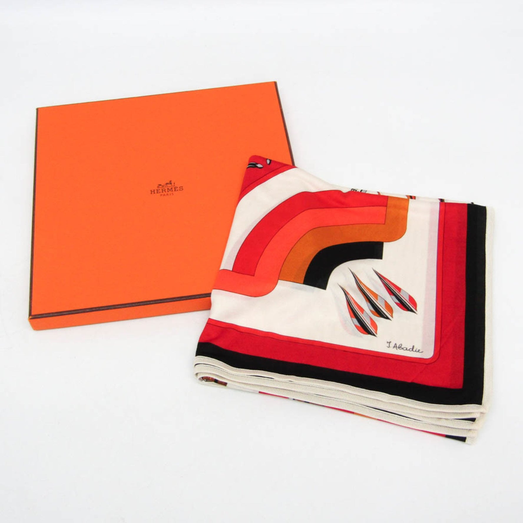 Hermes Carre ARCS EN CIEL Silk Scarf Orange,Red Color