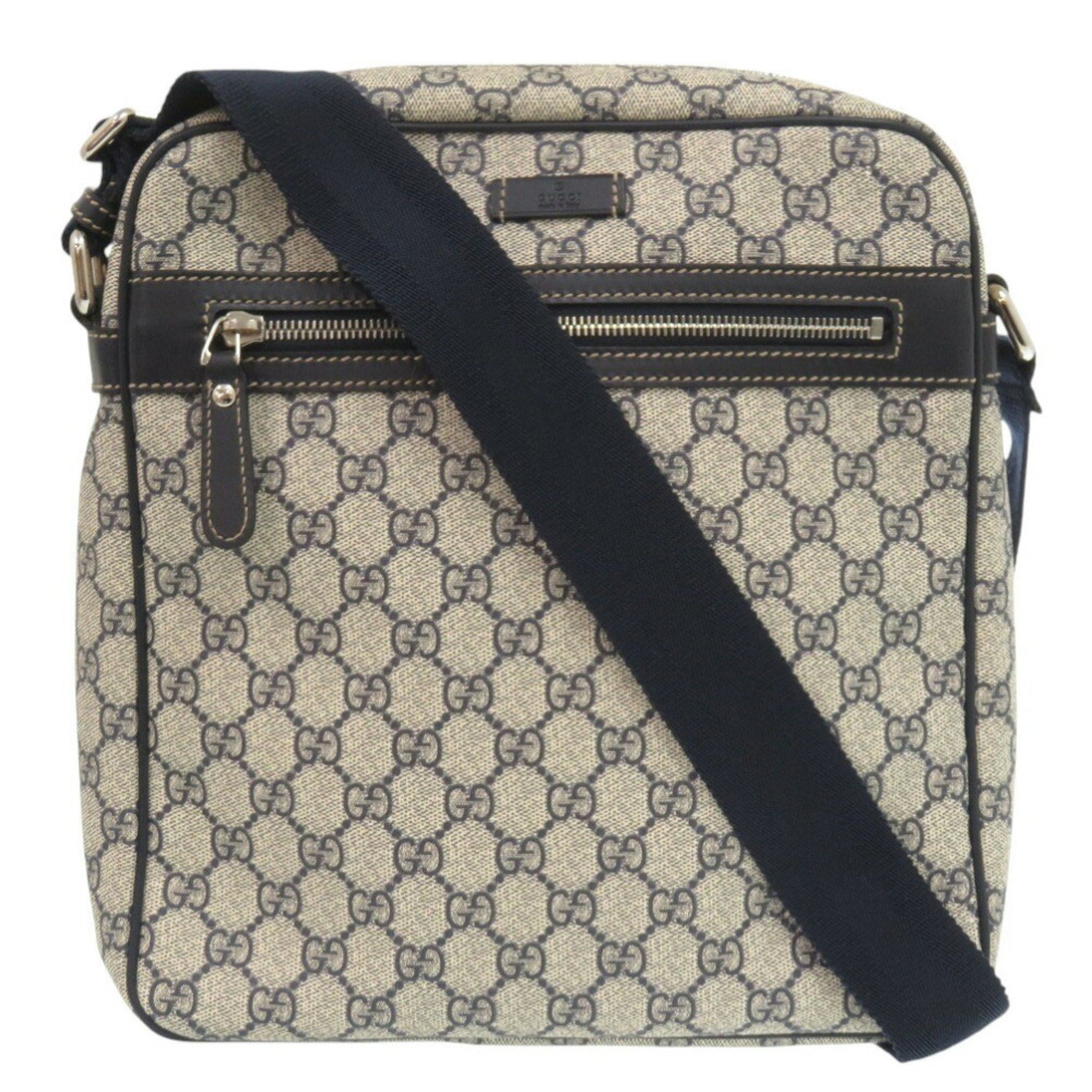Gucci GG Supreme Canvas Navy Beige Shoulder Bag