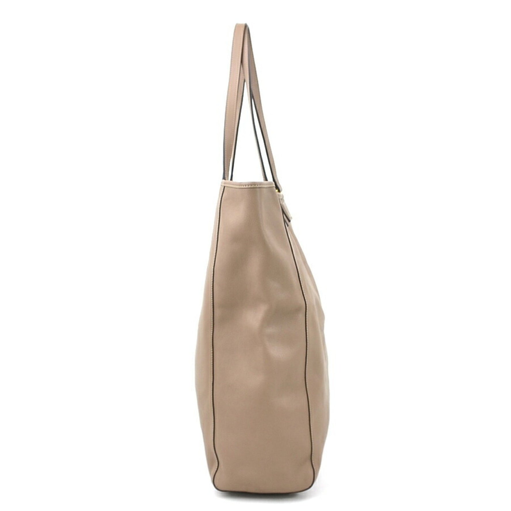 LOEWE Shoulder Bag Tote Anagram Leather Gray Brown Gold