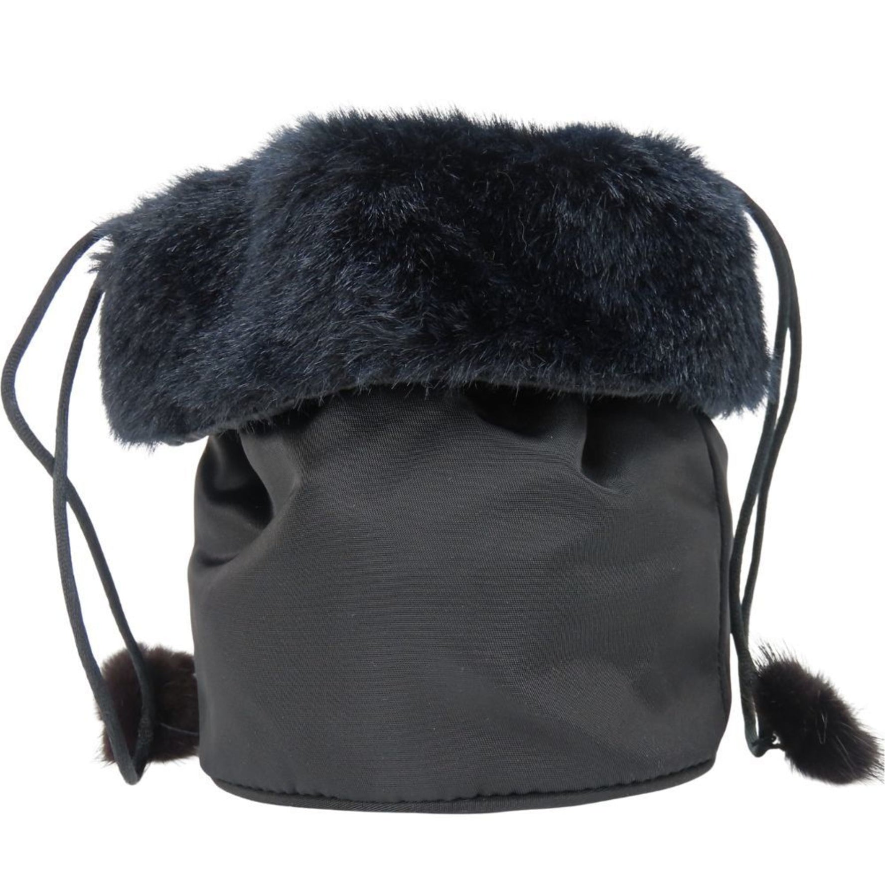 Celine Pouch Bag, Fur and Nylon, Circle