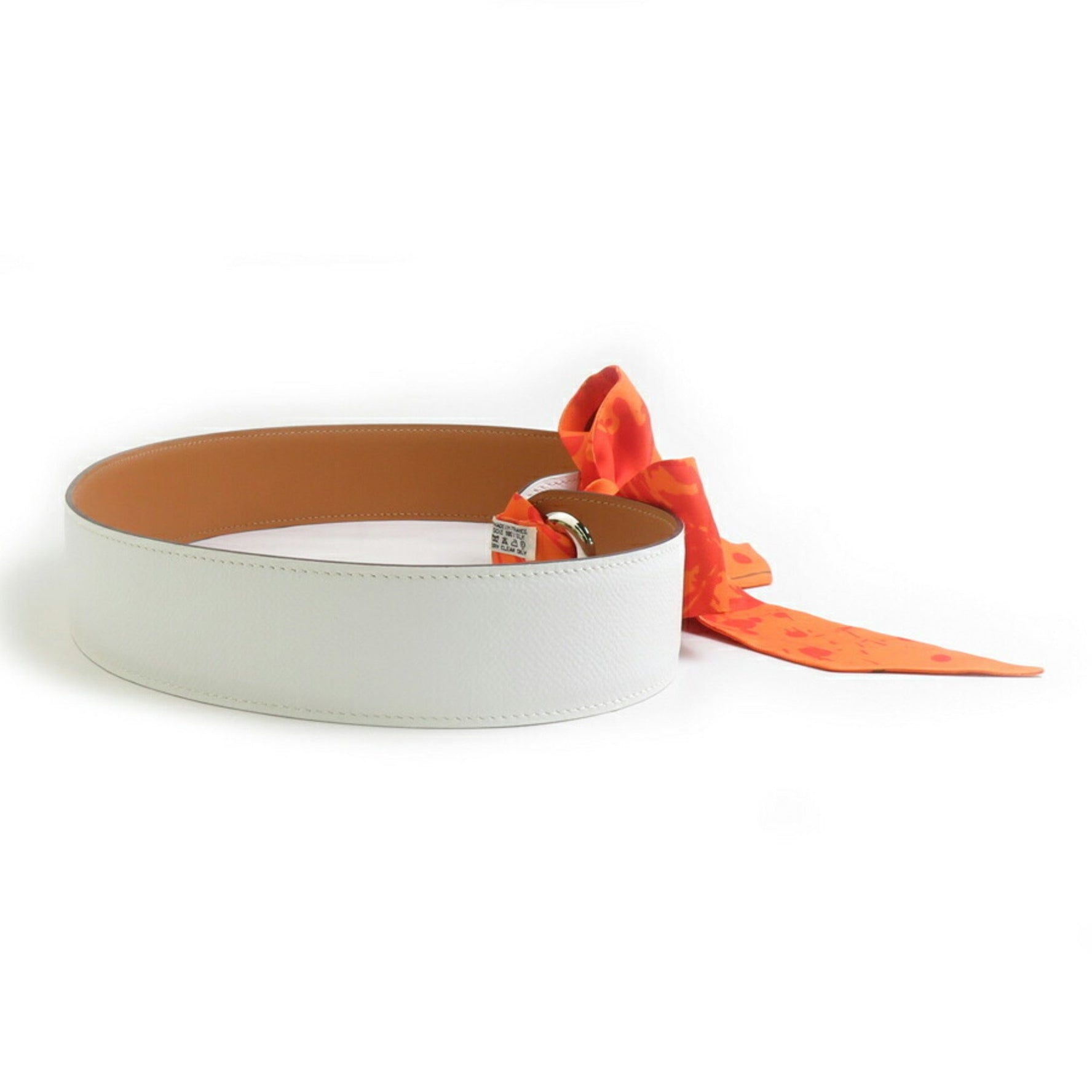 Hermes Hermès scarf belt in Epsom silk, white and orange