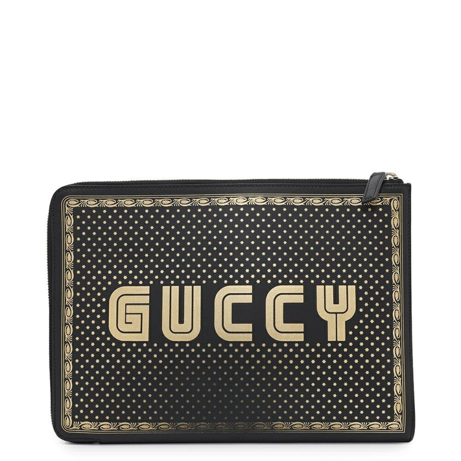 Gucci clutch bag Sega collaboration GUCCY leather SEGA black