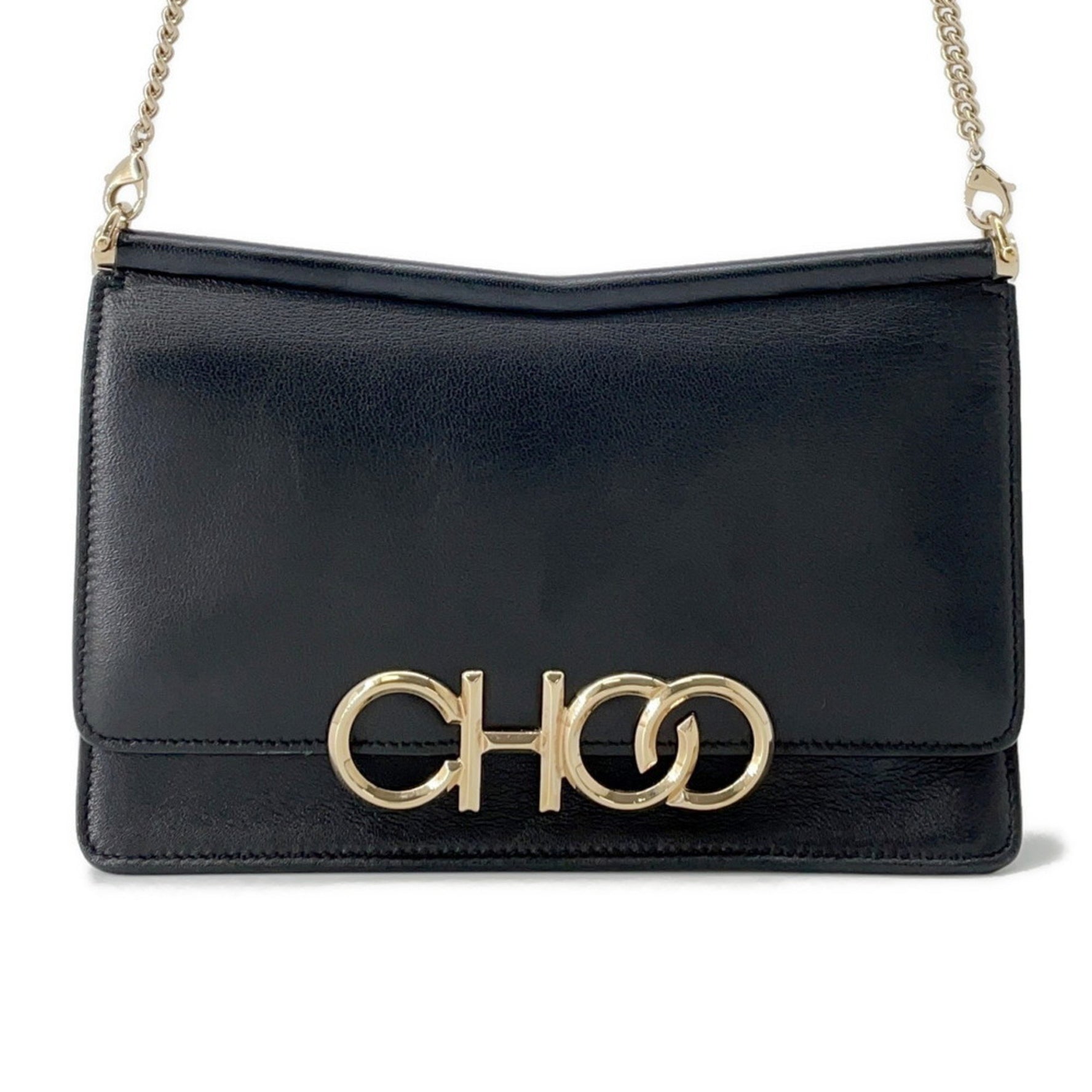 Jimmy Choo chain shoulder bag in leather.