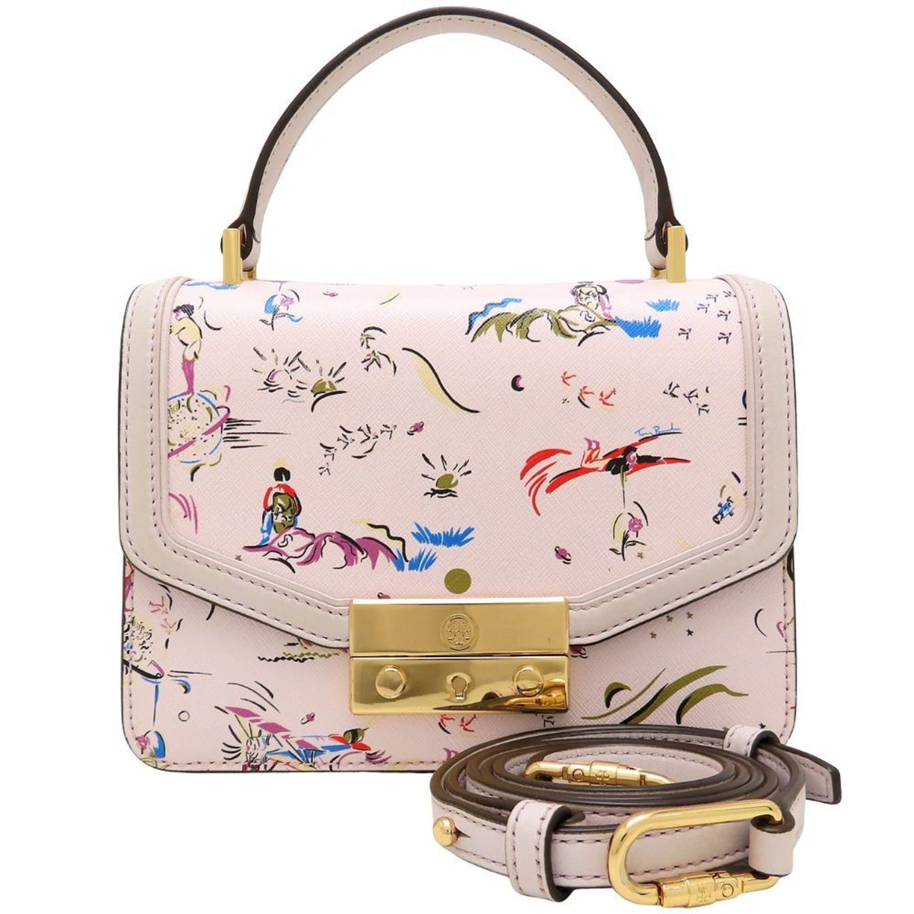 Tory Burch JULIETTE MINI TOP HANDLE SATCHEL Handbag 2Way Leather PURPLE DAYDREAMER Pink