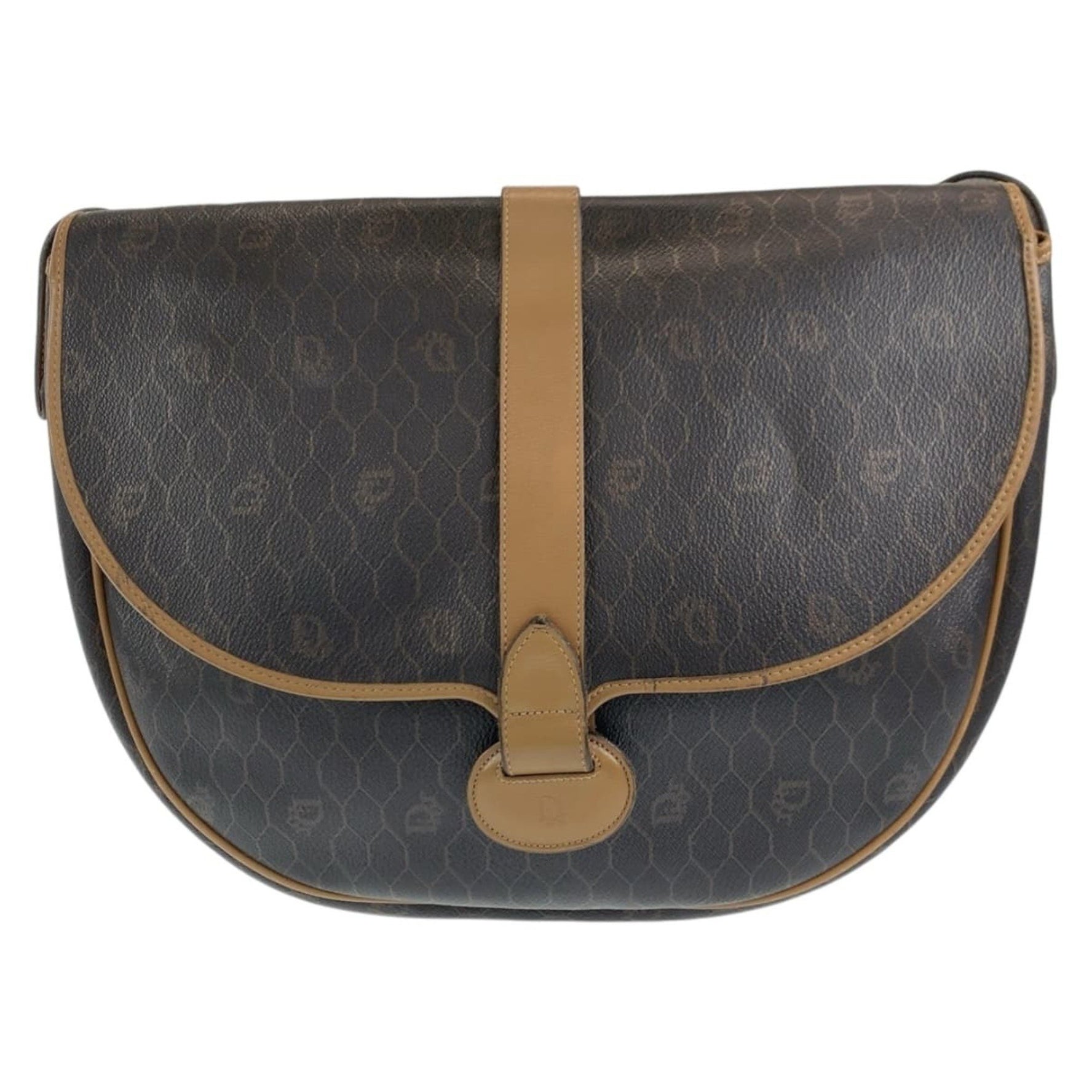 Christian Dior Vintage Honeycomb Pattern Gold Hardware Leather Shoulder Bag Pochette