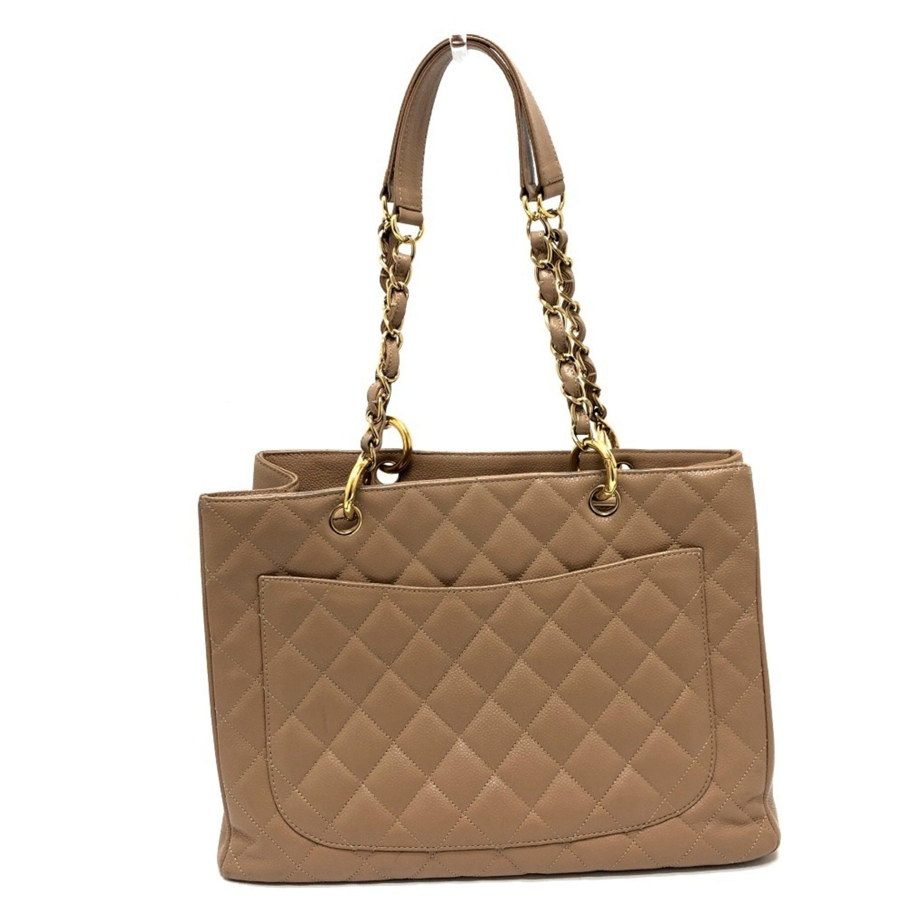 CHANEL Deka Coco CC Mark Tote Bag, Matelasse Double Chain Shoulder Caviar Skin