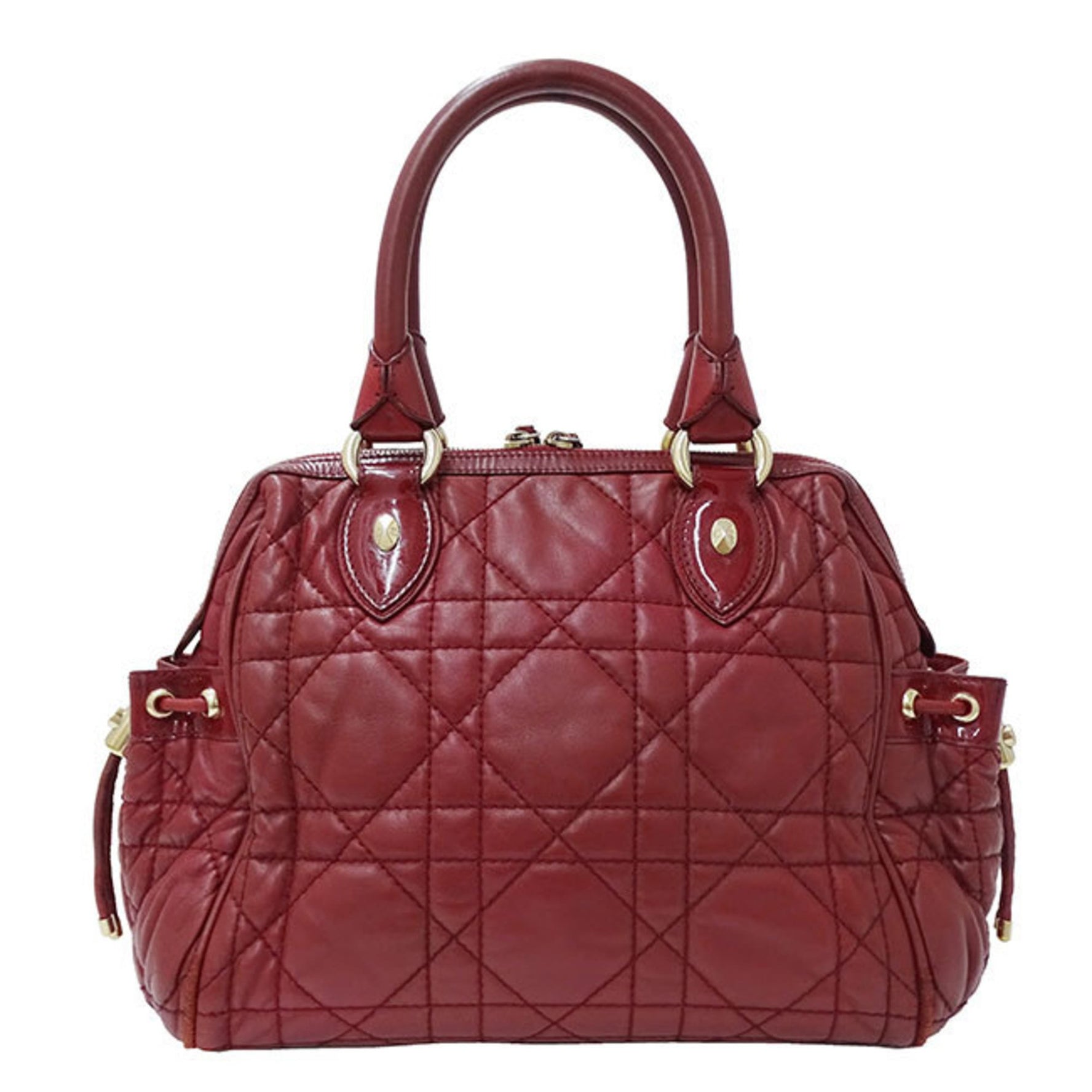 Christian Dior Dior Bag Handbag Cannage Leather Red Quilted