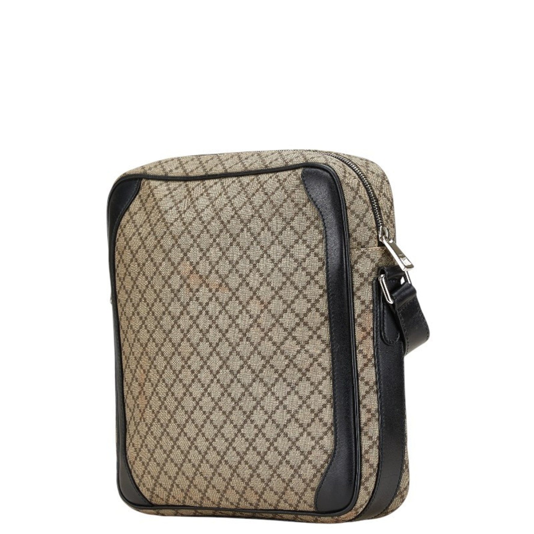 Gucci Diamante Shoulder Bag Beige Black PVC Leather