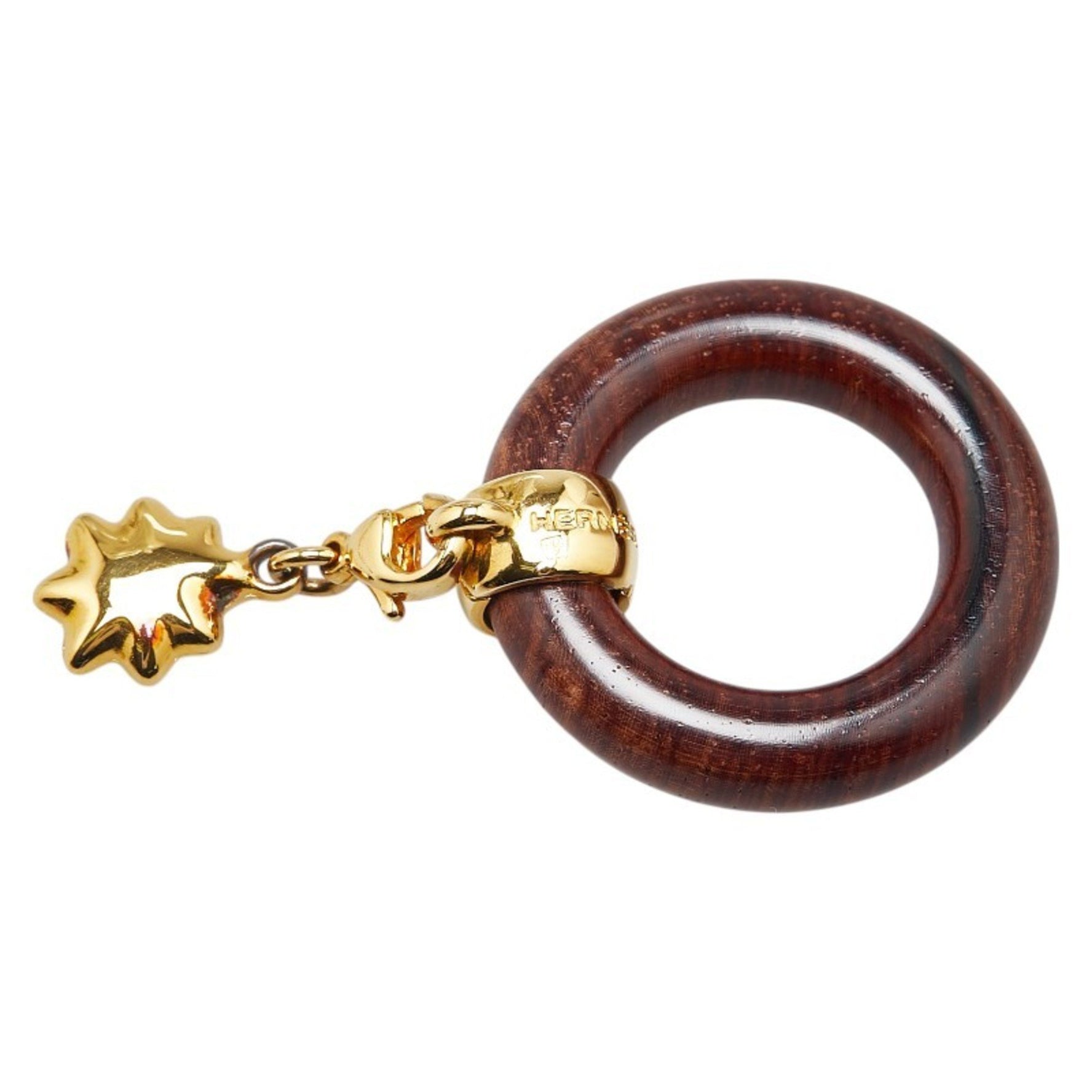 Hermès Stargazing Exhibition Scarf Ring Brown Gold Wood Plated HERMES