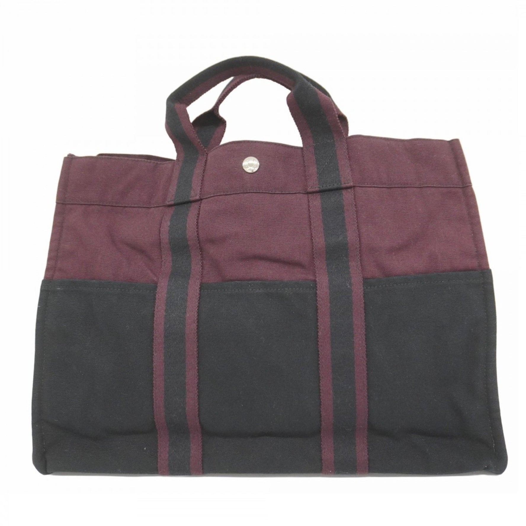 Hermes Hermès Tote Bag, Four Tou MM Canvas, Black and Bordeaux, Men's
