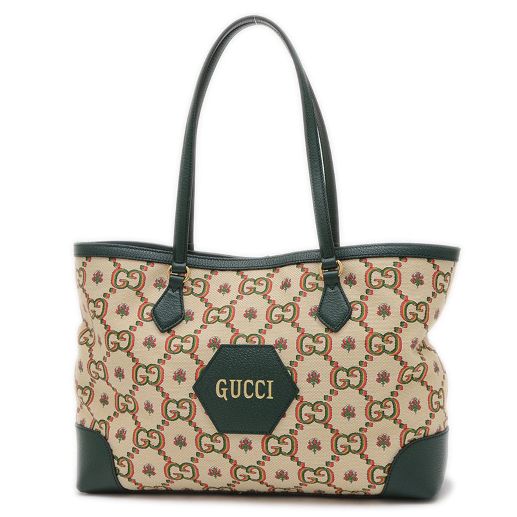 Gucci GG Canvas Anniversary Tote Bag Green Multicolor