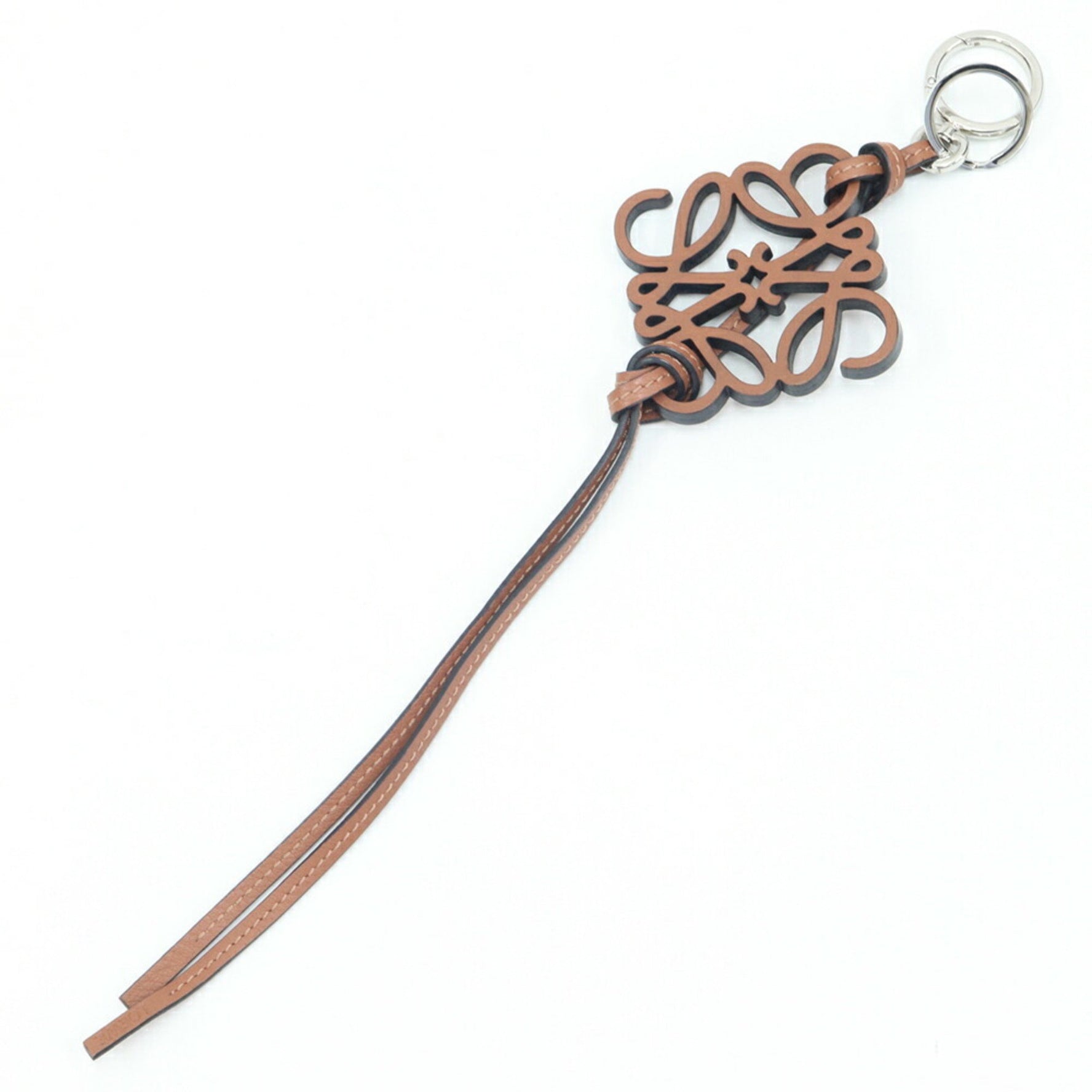 LOEWE Bag Charm Anagram TAN Leather Key Ring Holder