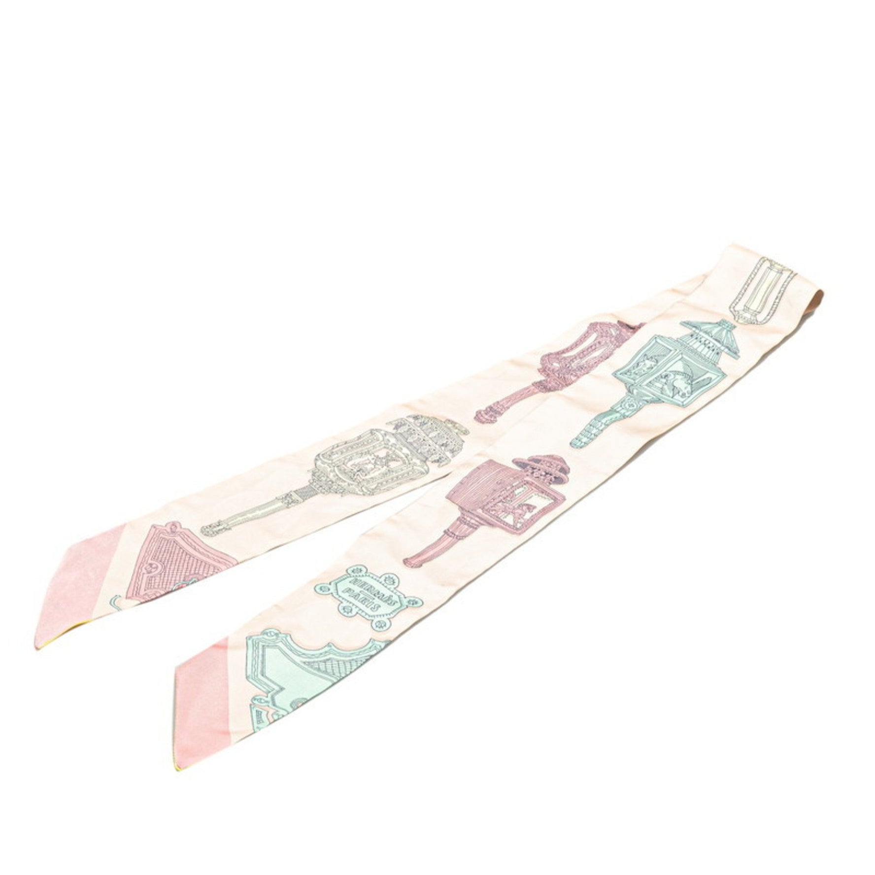 Hermès Twilly MERVEILLEUSES LANTERNES Merveilleuse Lantern Scarf, Beige Multicolor Silk, HERMES