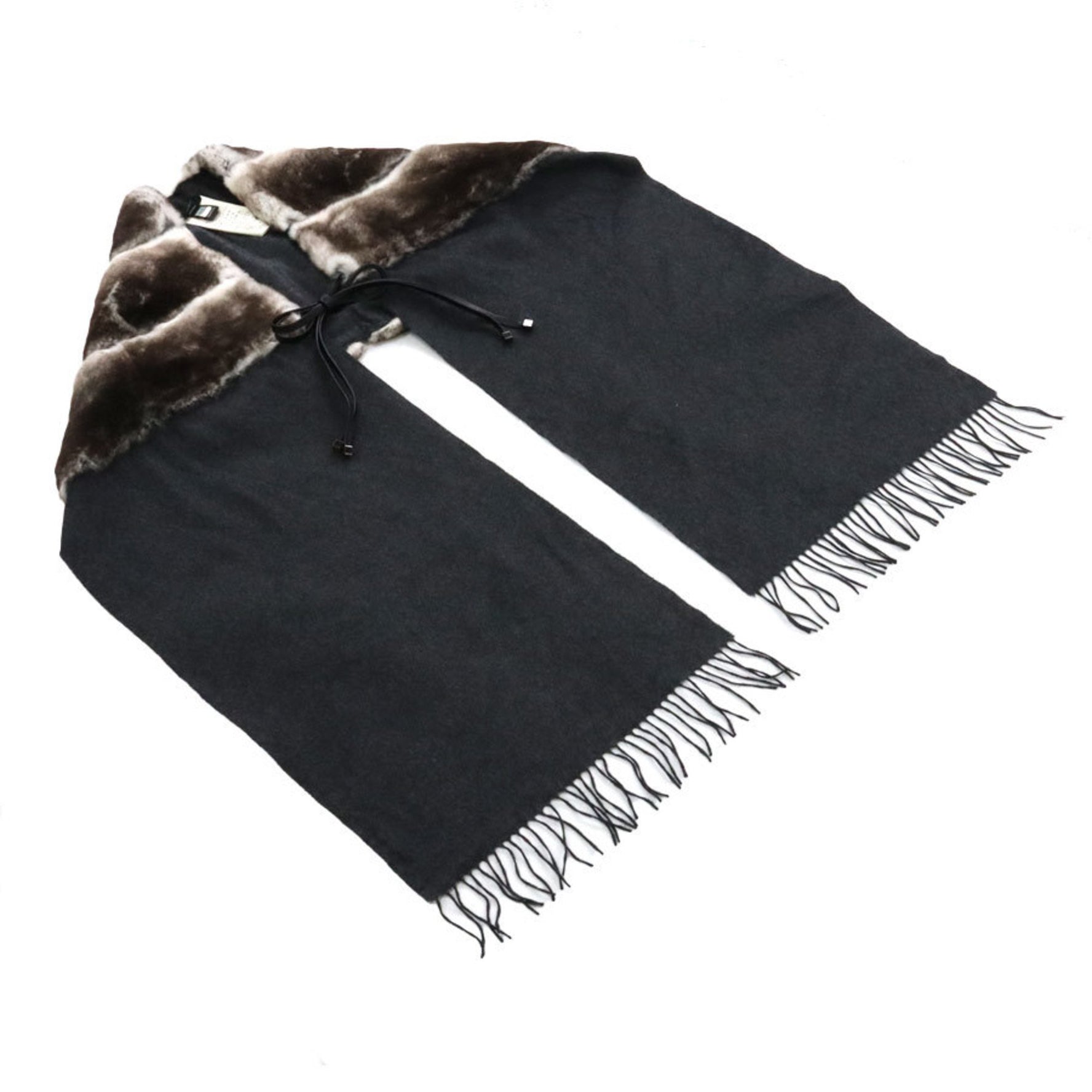 FENDI Silk Scarf/Shawl, Orirag, Dark Gray, Natural