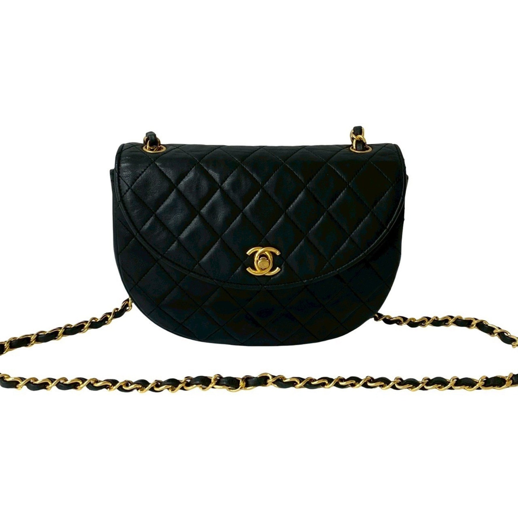 CHANEL Matelasse Coco Lambskin Leather Mini Shoulder Bag with Turnlock Chain