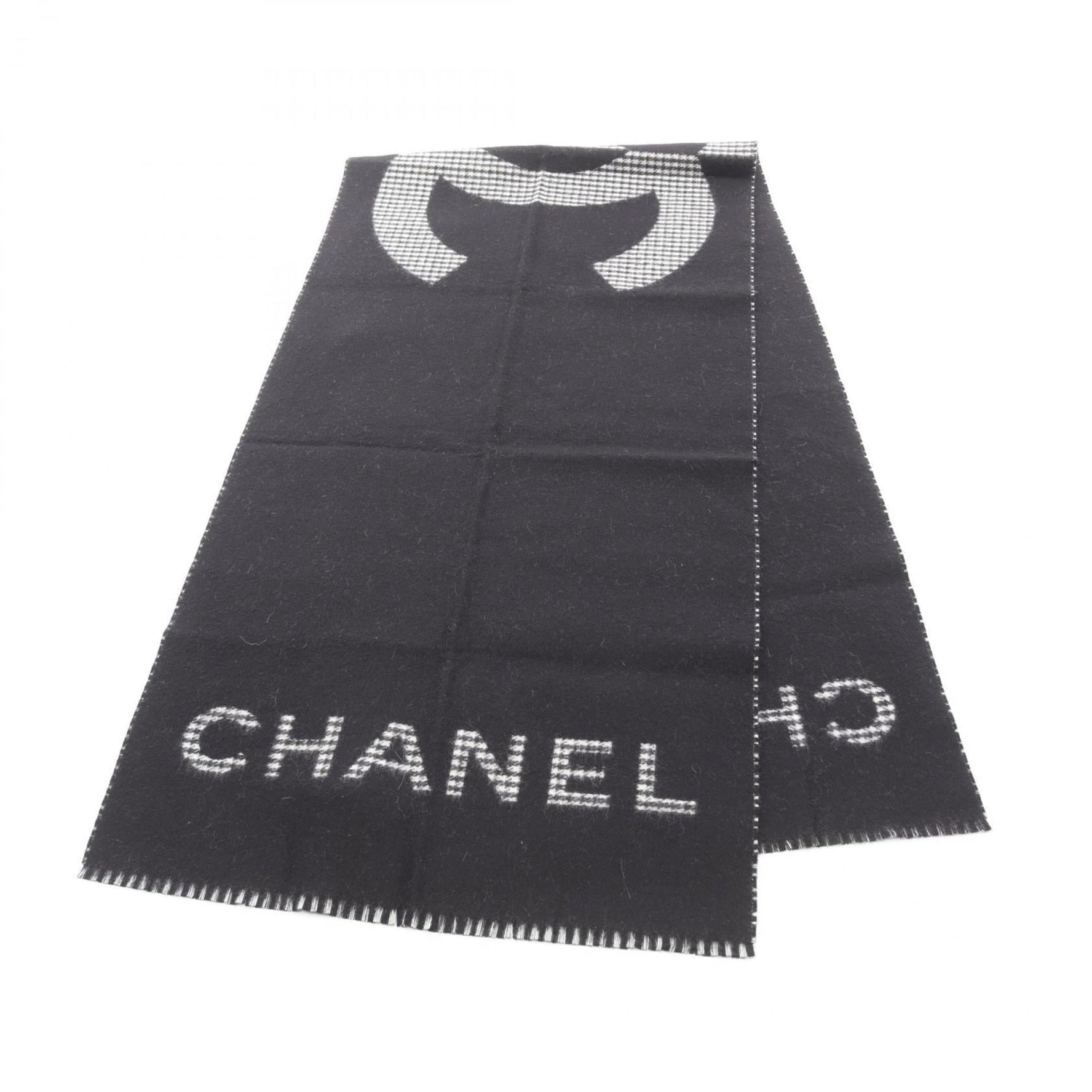 Chanel Coco Mark logo scarf, cashmere, black and gray