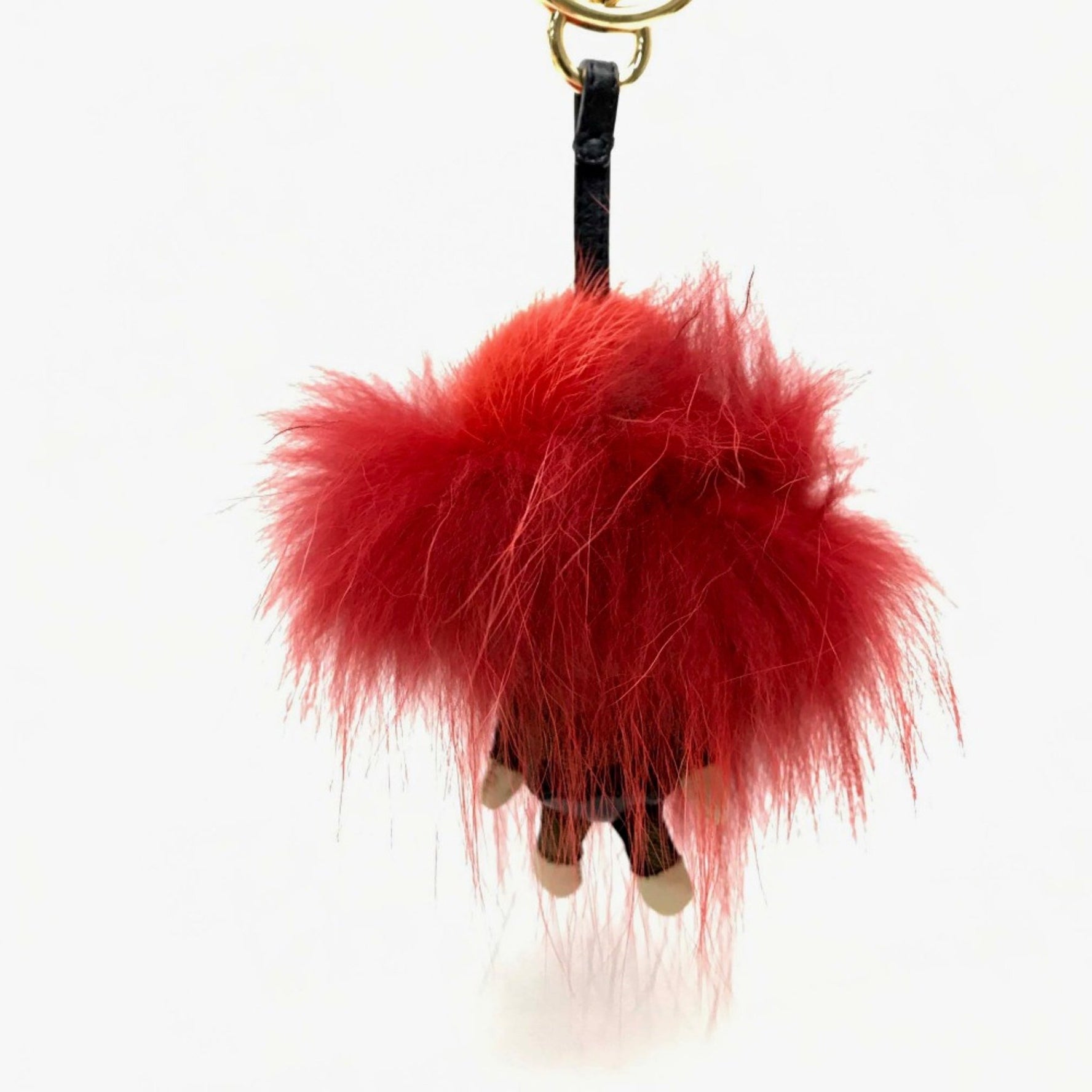 Fendi Real fur FF pattern with Bijoux Key ring x Brown GoldHardware