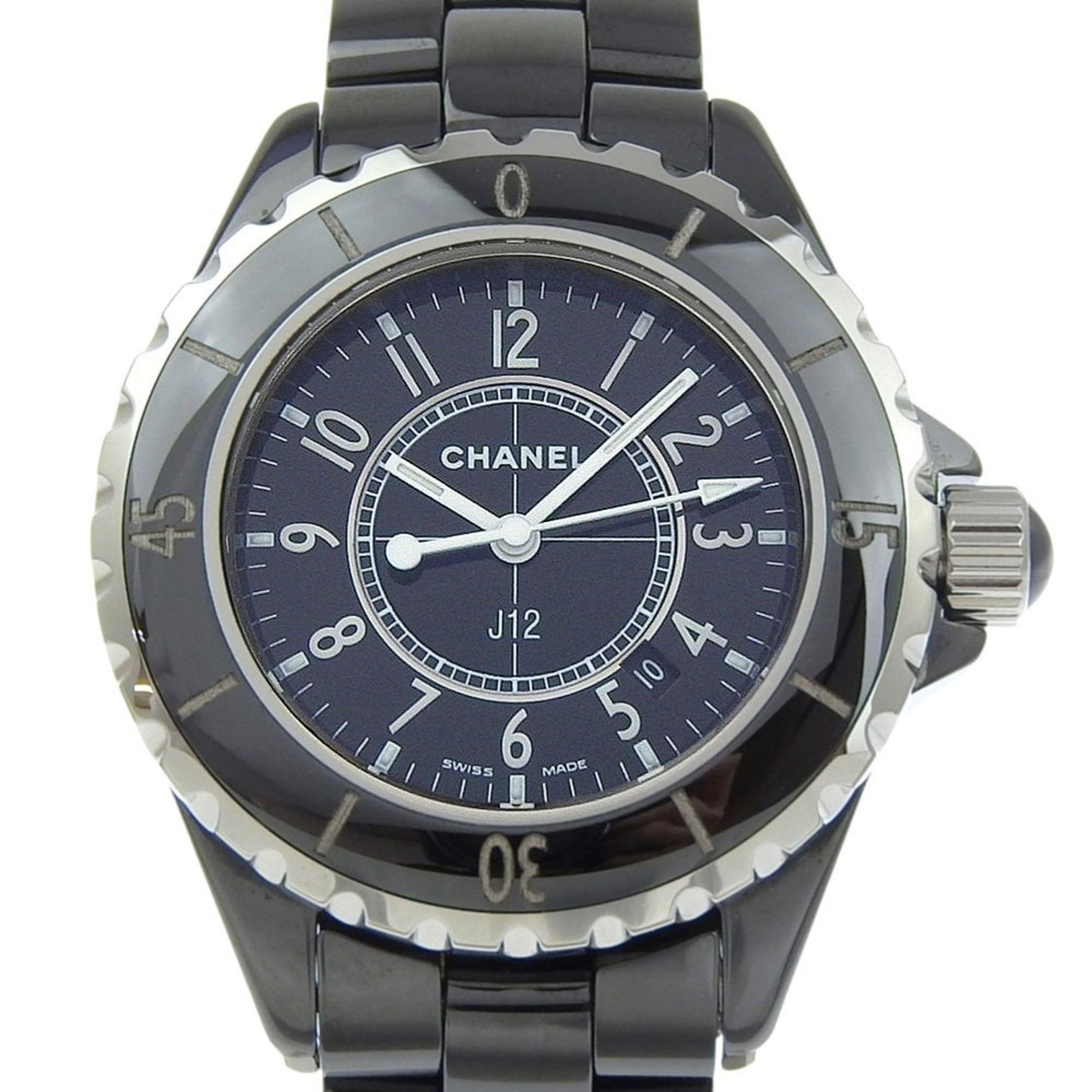 CHANEL Watch Ceramic Quartz Analog Display Black Dial