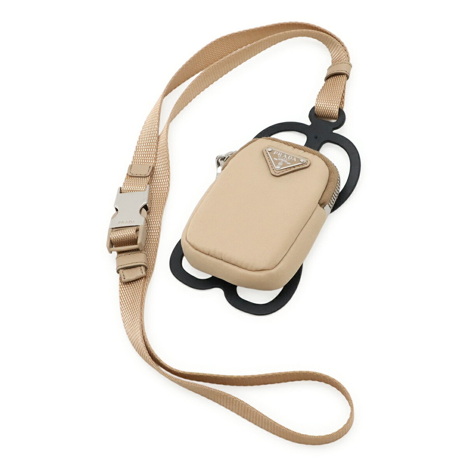 PRADA Smartphone Case with Neck Strap, Rubber and Nylon, Beige