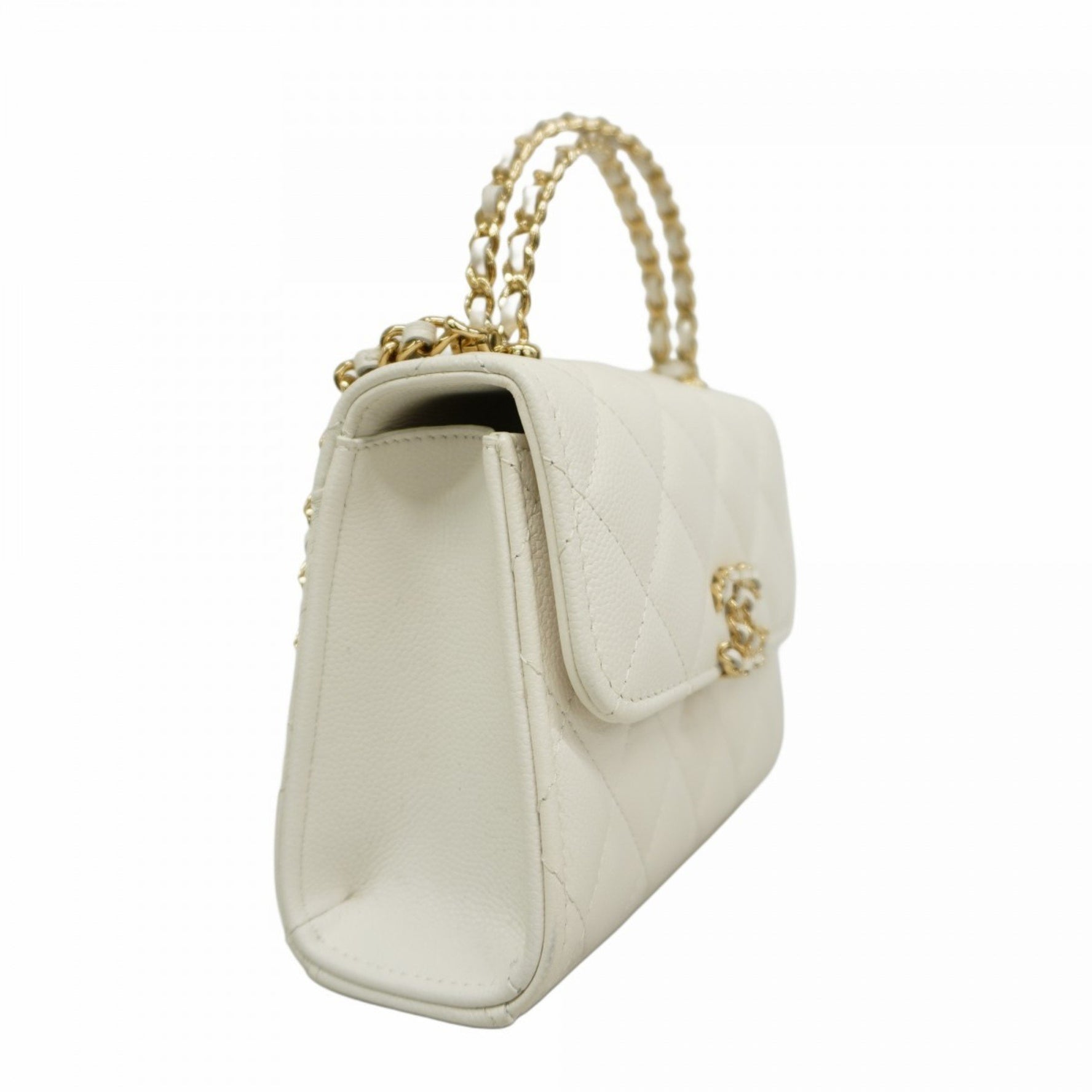 Chanel Matelasse Handbag with Chain Shoulder Strap, Caviar Skin, Champagne