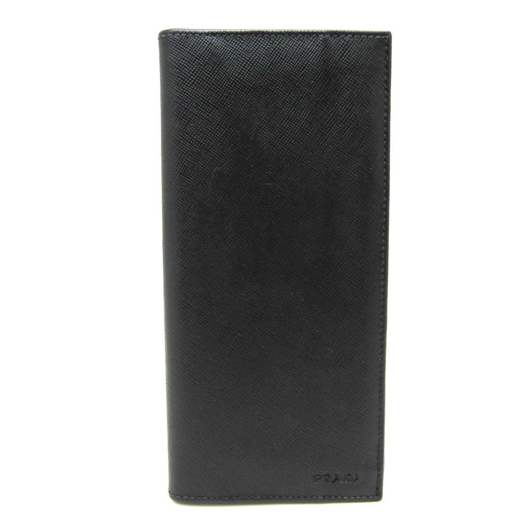 Prada Men,Women Leather Long Wallet (bi-fold) Black