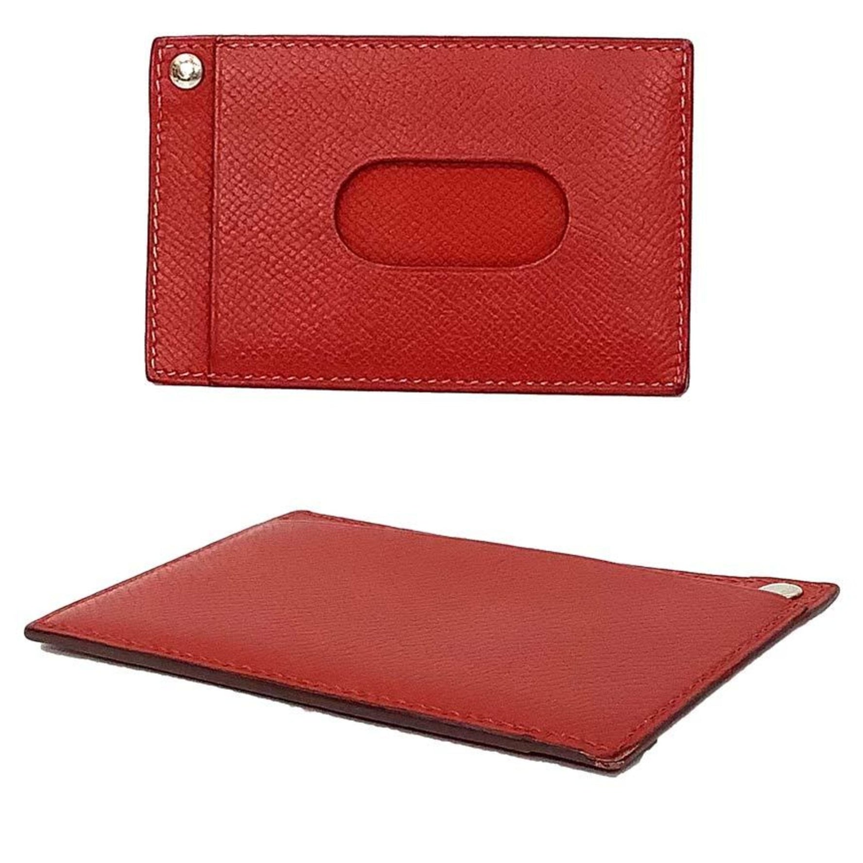 Hermes Business Card Holder Case Choo Red □ J Stamp